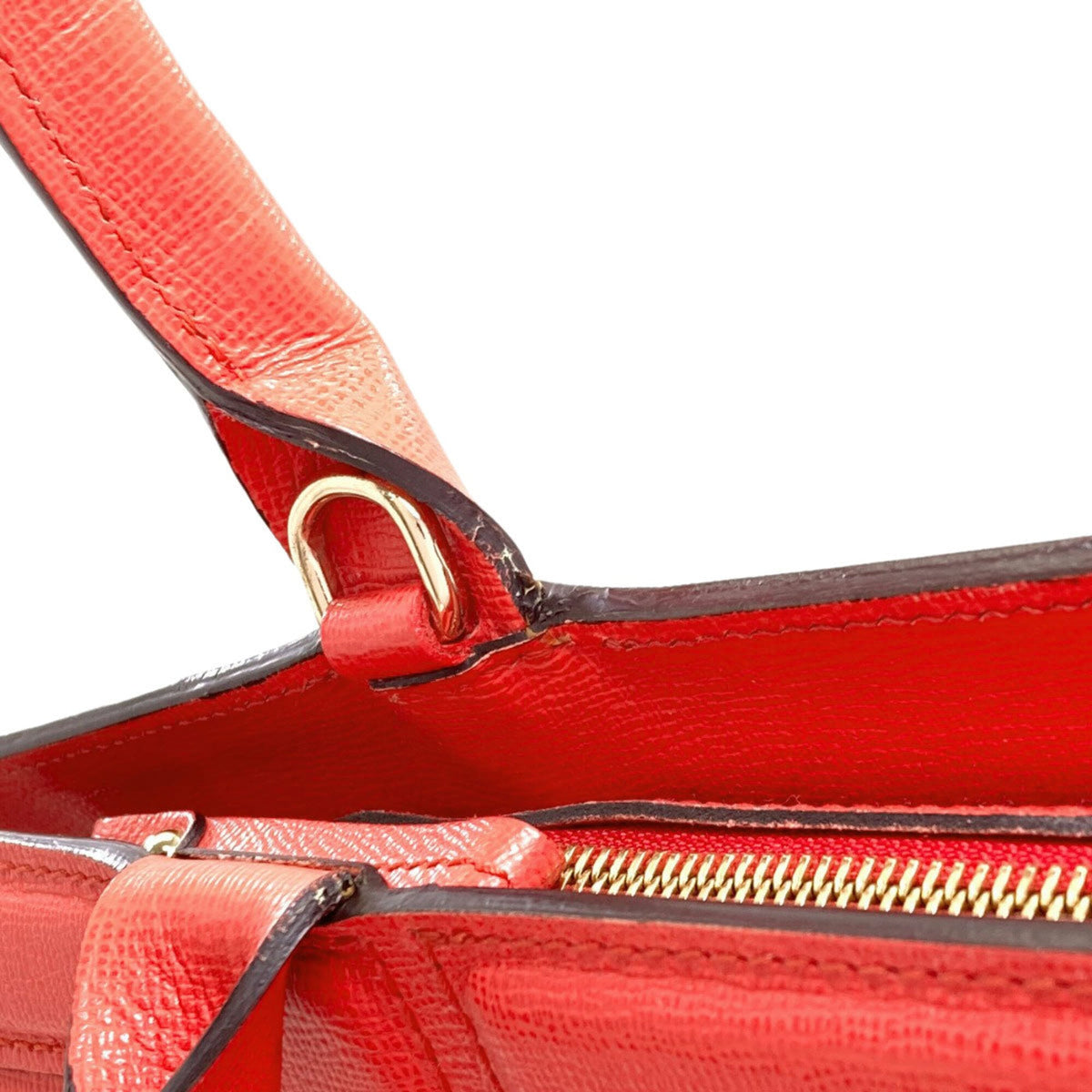 Longchamp Red Color Leather Handbag (Pre-Owned)