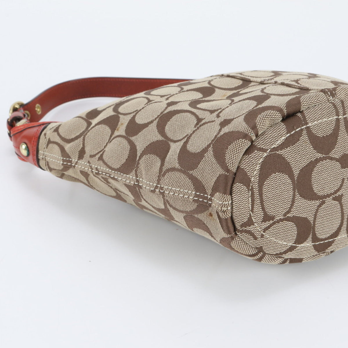 Coach Beige Leather Canvas Handbag Shoulder Bag (Pre-Owned)
