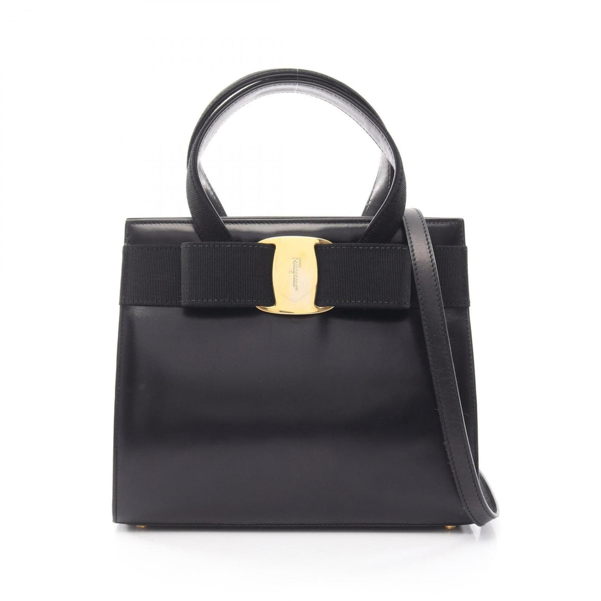 Salvatore Ferragamo Black Leather Handbag (Pre-Owned)