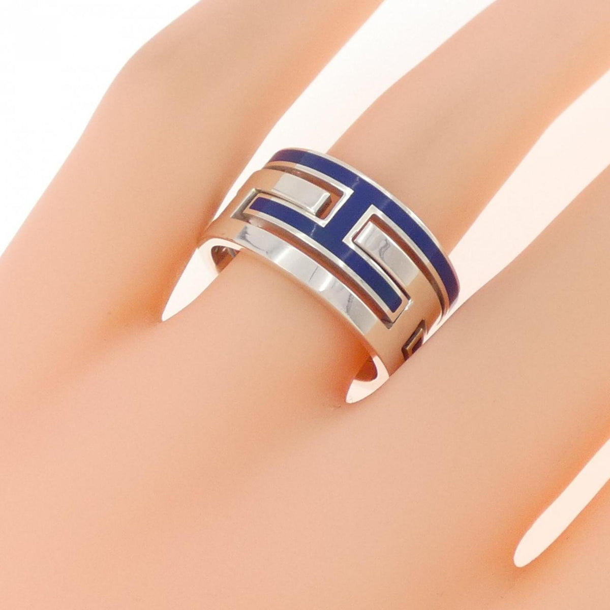 Hermes Silver Silver 925 Band Ring (Pre-Owned)