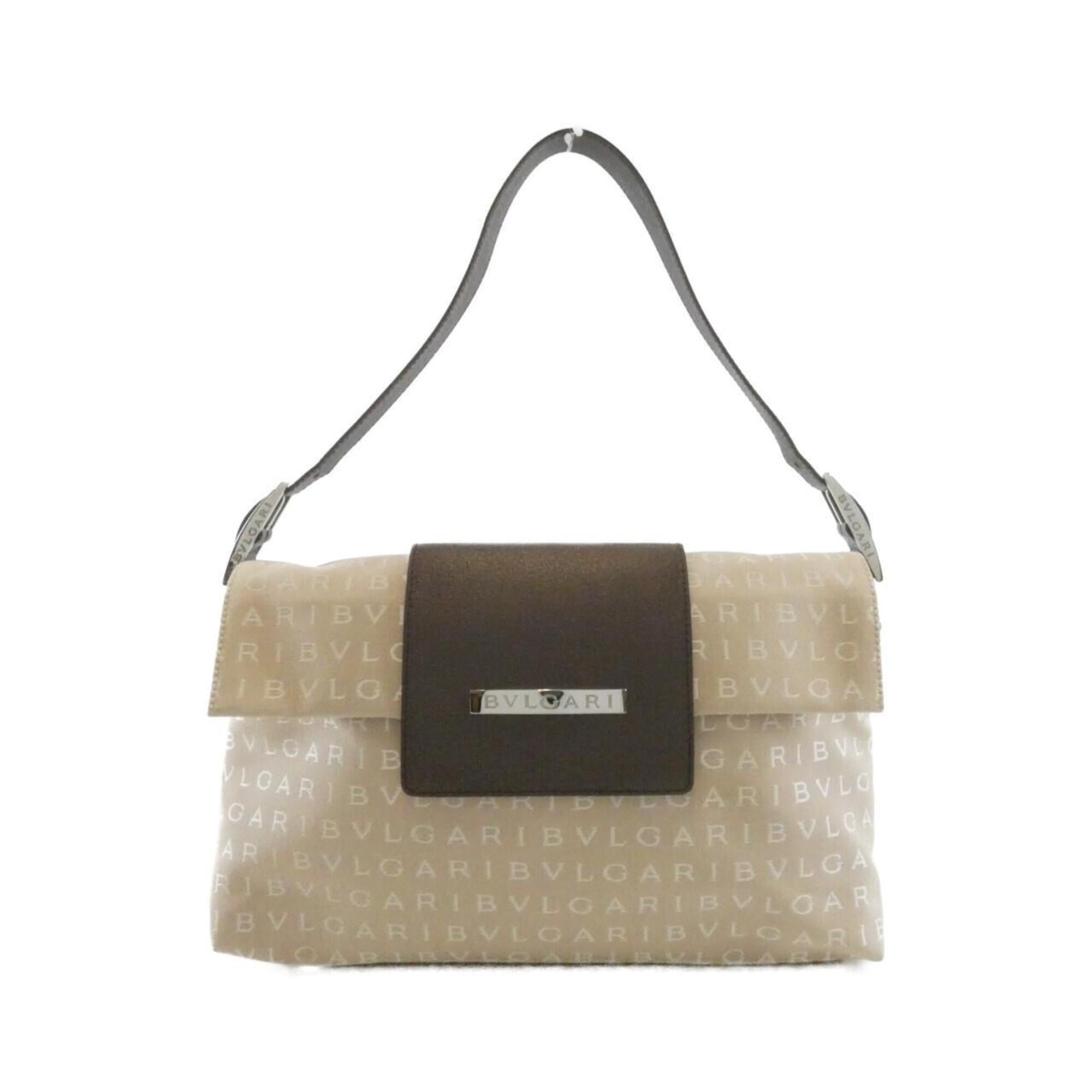 Bvlgari Beige Chocolate Canvas Leather Shoulder Bag (Pre-Owned)