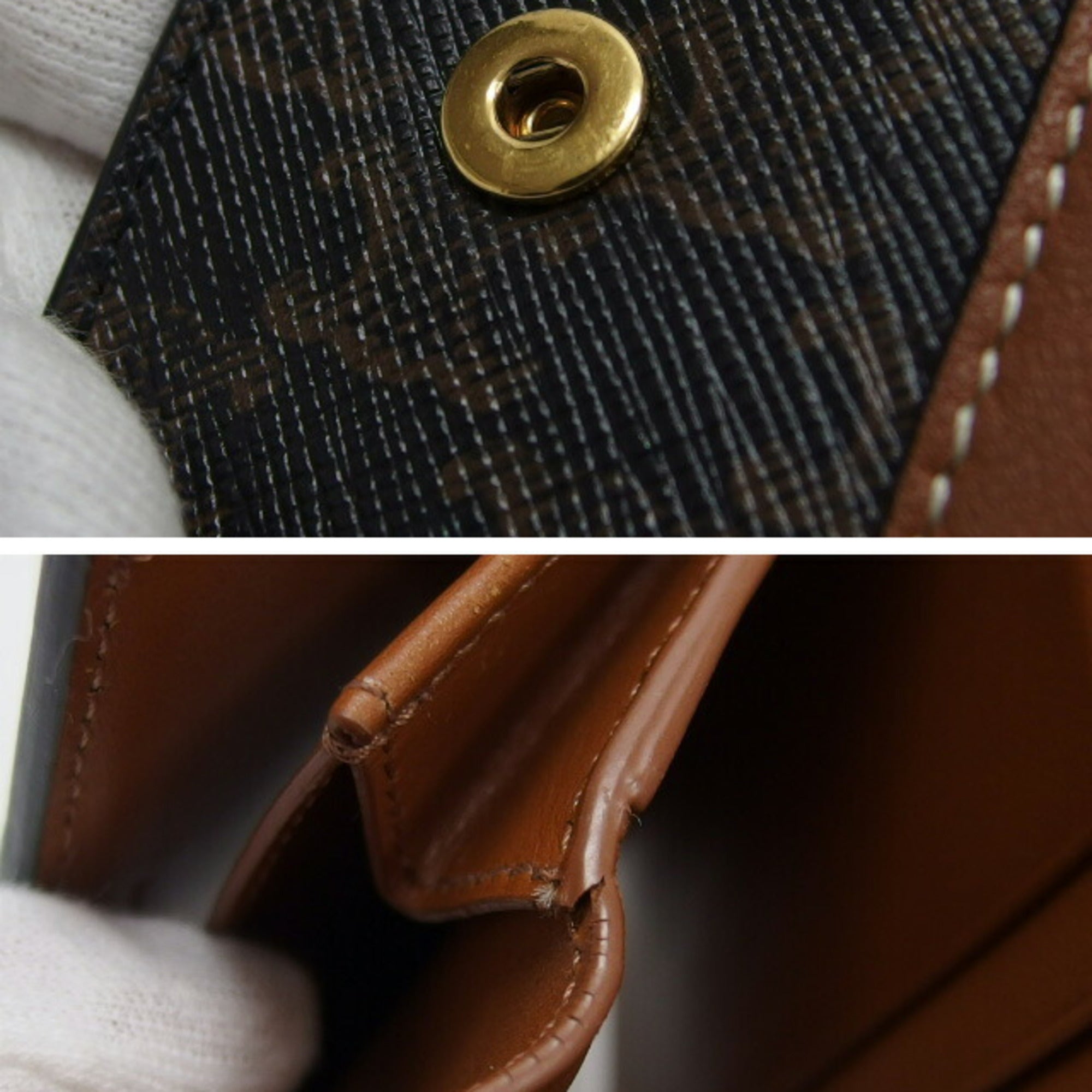Celine Brown Dark Brown Coated Canvas Leather Wallet (Tri-Fold) (Pre-Owned)