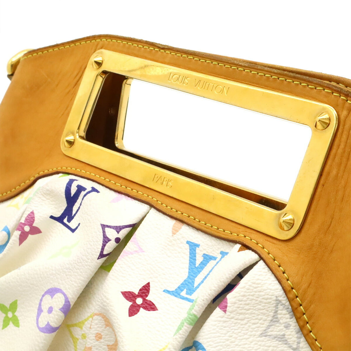 Louis Vuitton White Canvas Handbag Shoulder Bag (Pre-Owned)