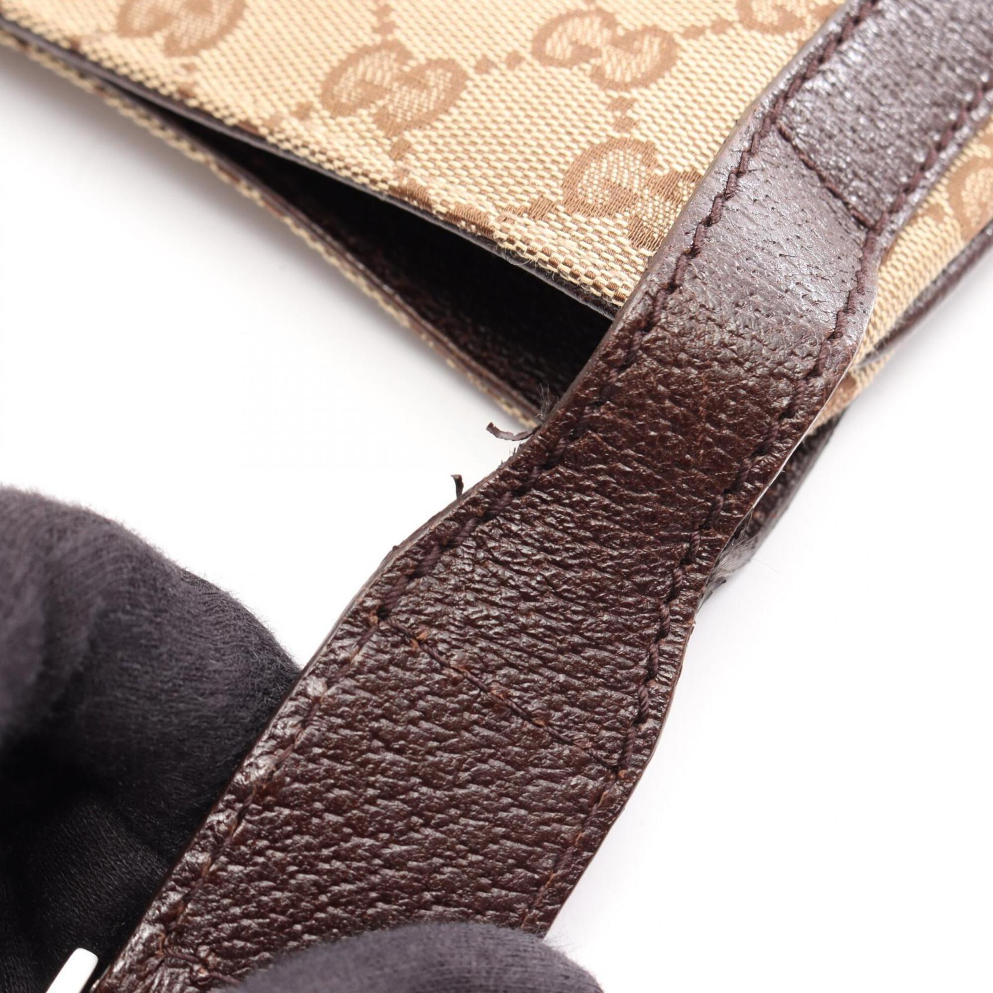 Gucci Beige Brown Canvas Leather Handbag Shoulder Bag (Pre-Owned)