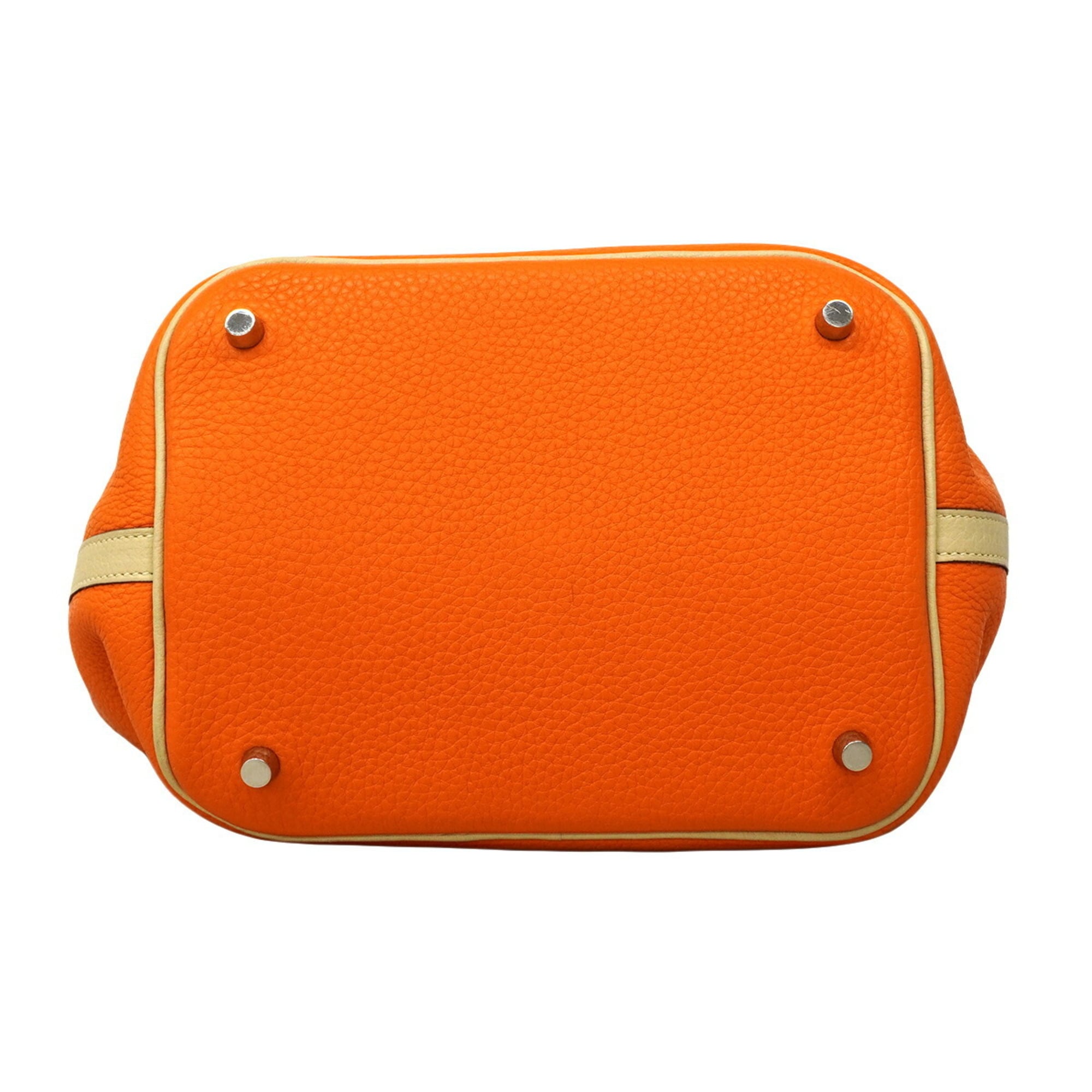 Hermes Orange Parchemin Taurillon Clemence Leather Handbag (Pre-Owned)