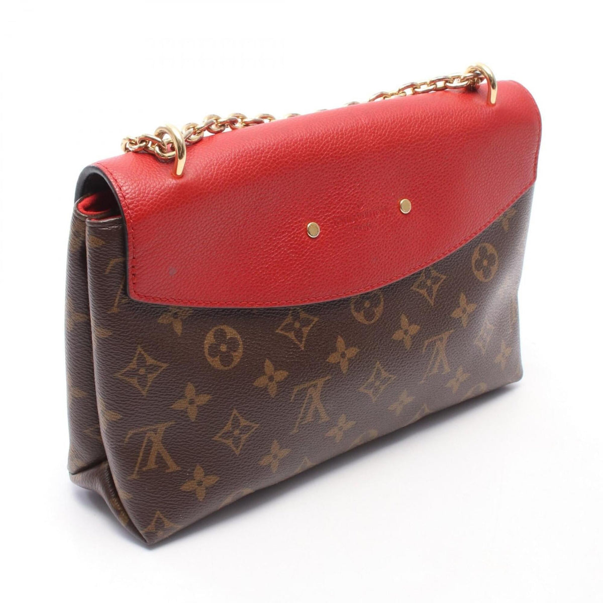 Louis Vuitton Brown Cerise Red Color Coated Canvas Leather Handbag Shoulder Bag (Pre-Owned)