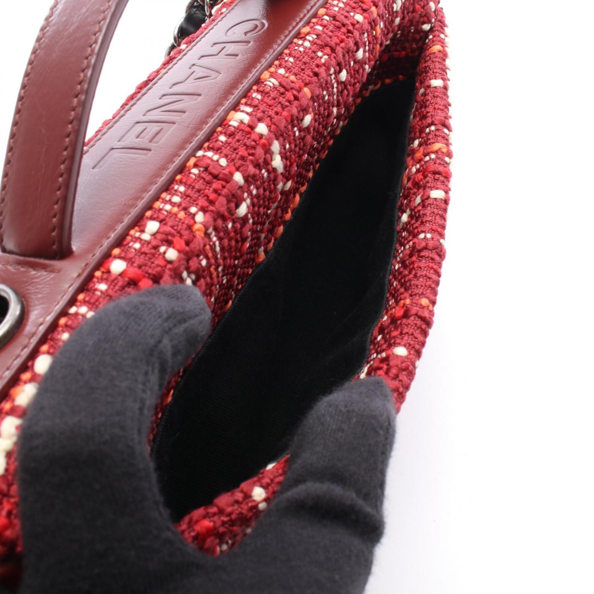 Chanel Bordeaux Multi-Color Red Color Fabric Leather Handbag Shoulder Bag (Pre-Owned)