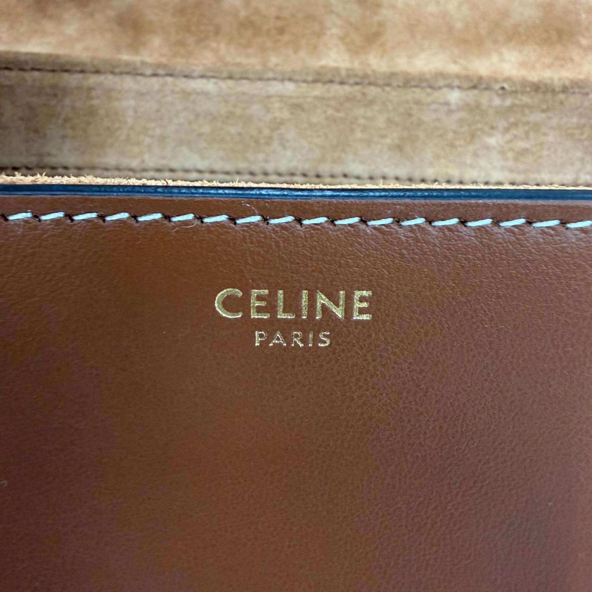 Celine Gold Leather Shoulder Bag (Pre-Owned)