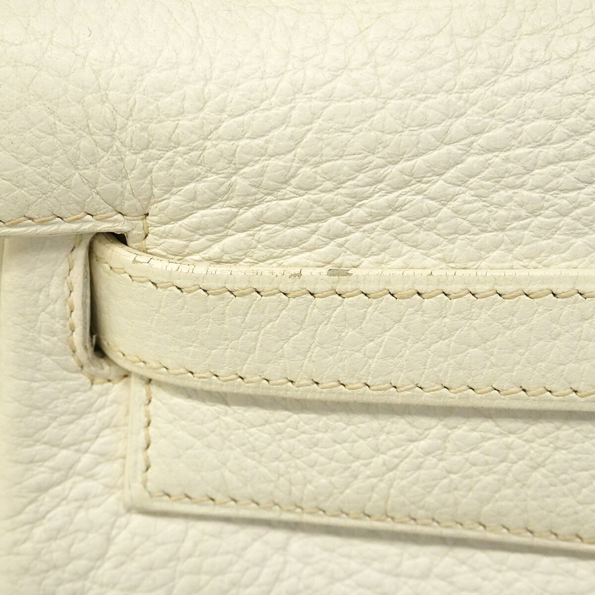 Hermes White Taurillon Clemence Leather Handbag (Pre-Owned)