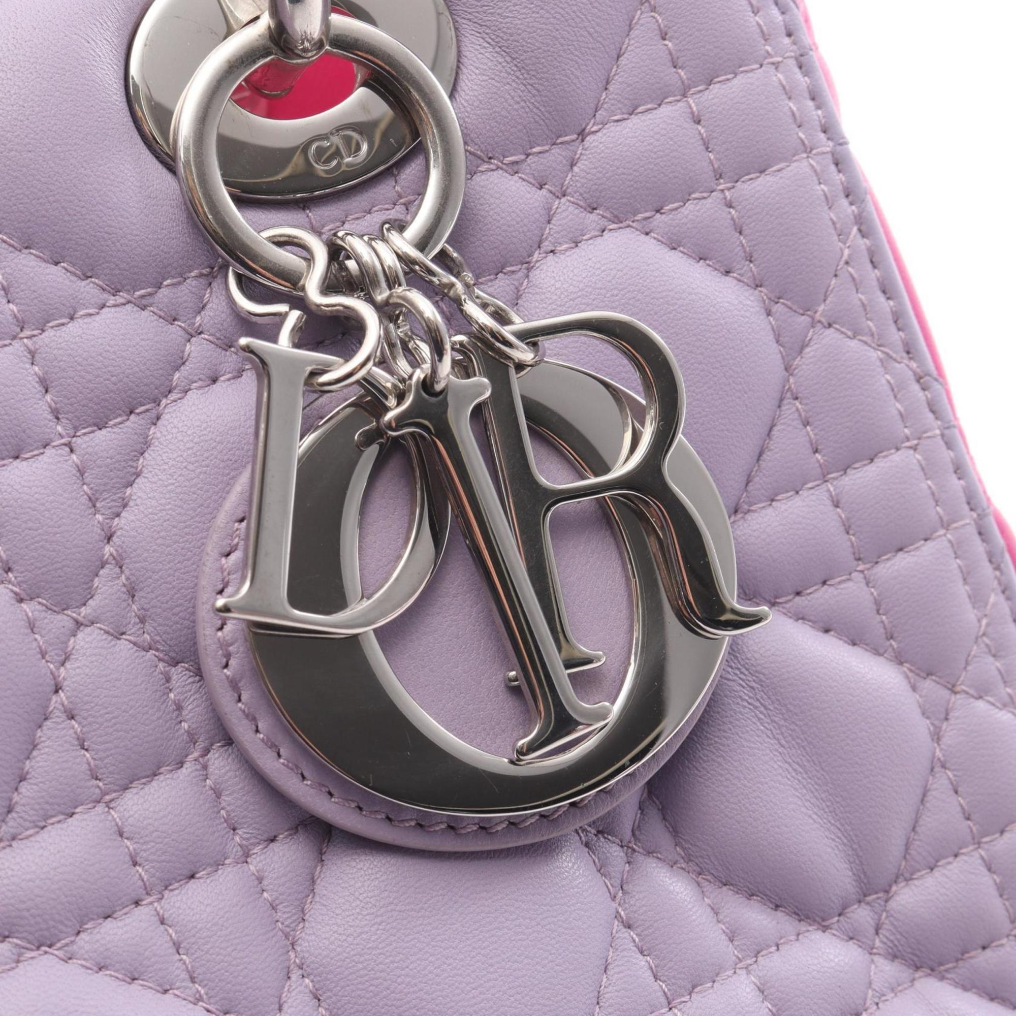 Christian Dior Pink Purple Leather Handbag (Pre-Owned)