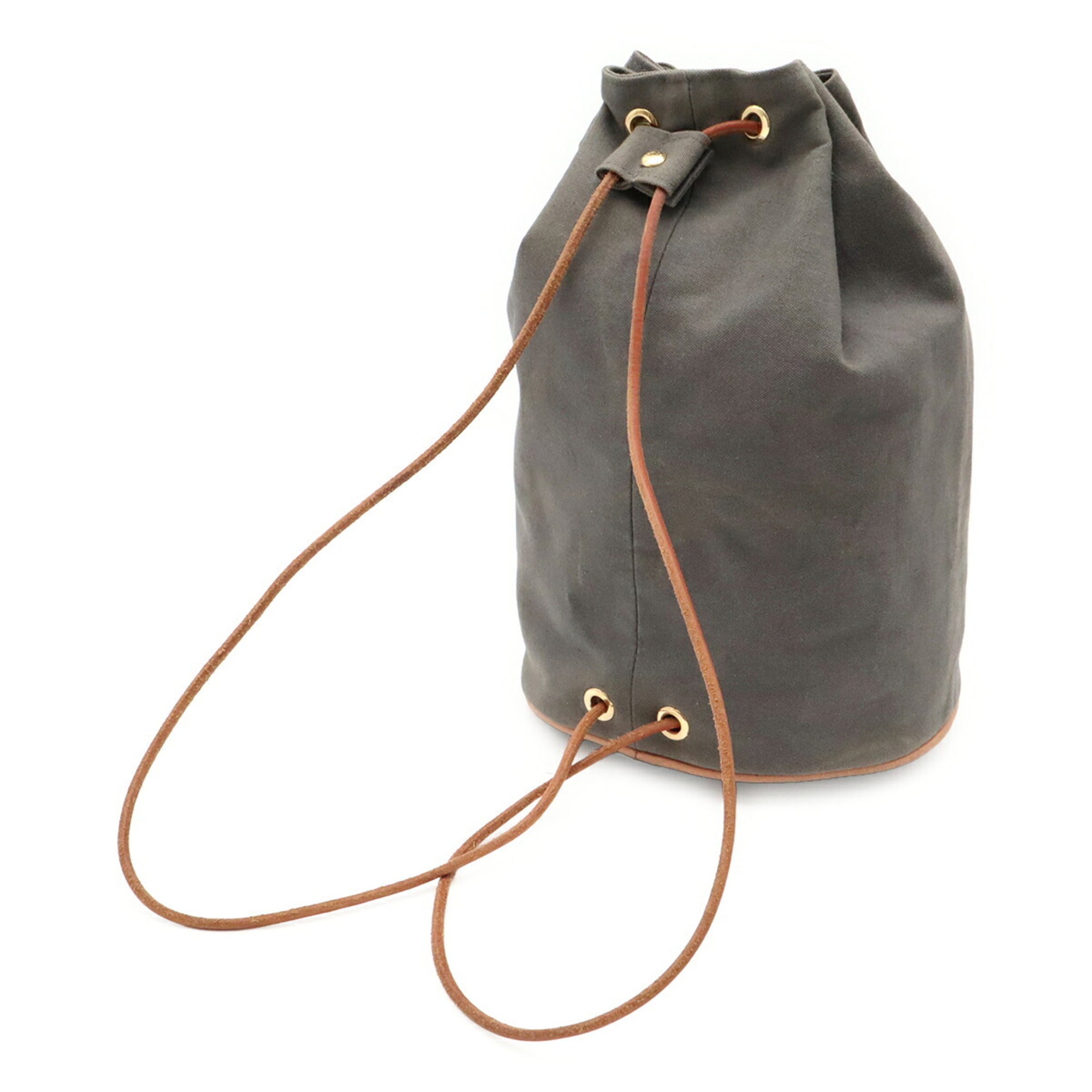 Hermes Gray Canvas Leather Shoulder Bag (Pre-Owned)