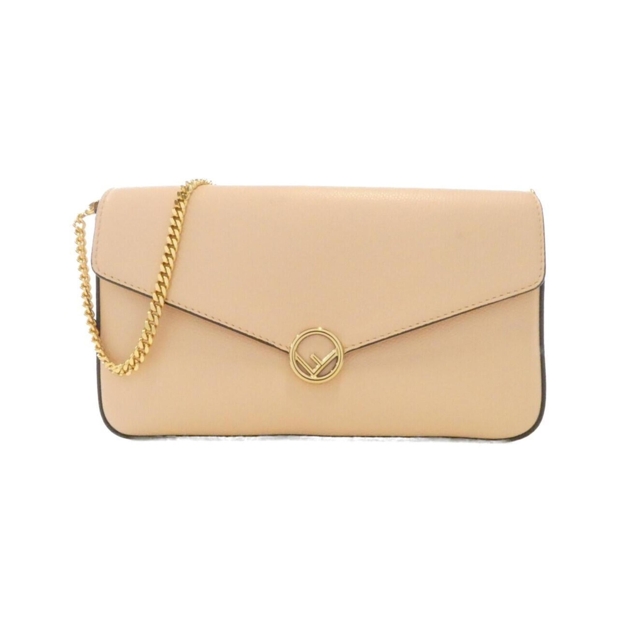 Fendi Gold Leather Shoulder Bag (Pre-Owned)