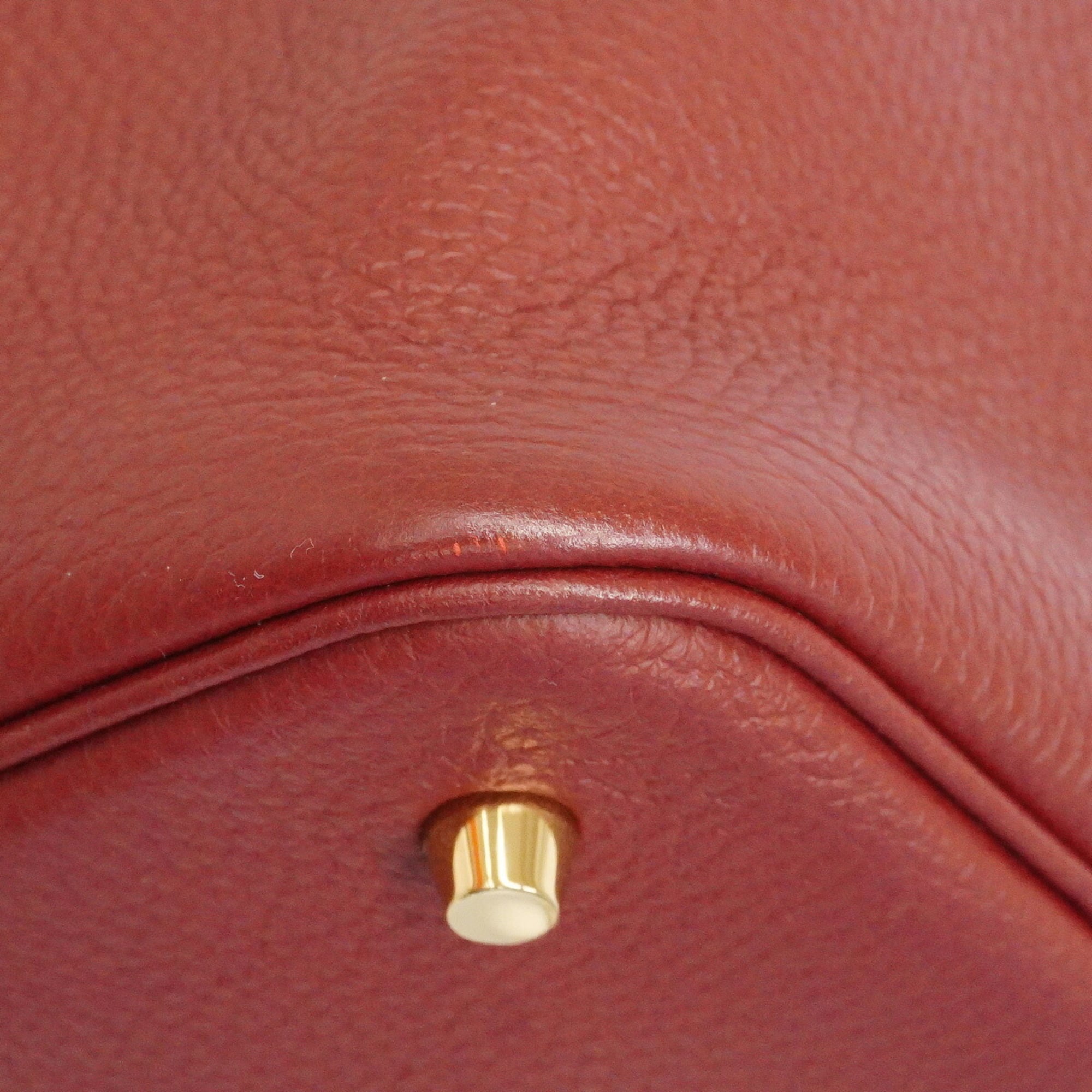 Hermes Rouge H Taurillon Clemence Leather Handbag (Pre-Owned)