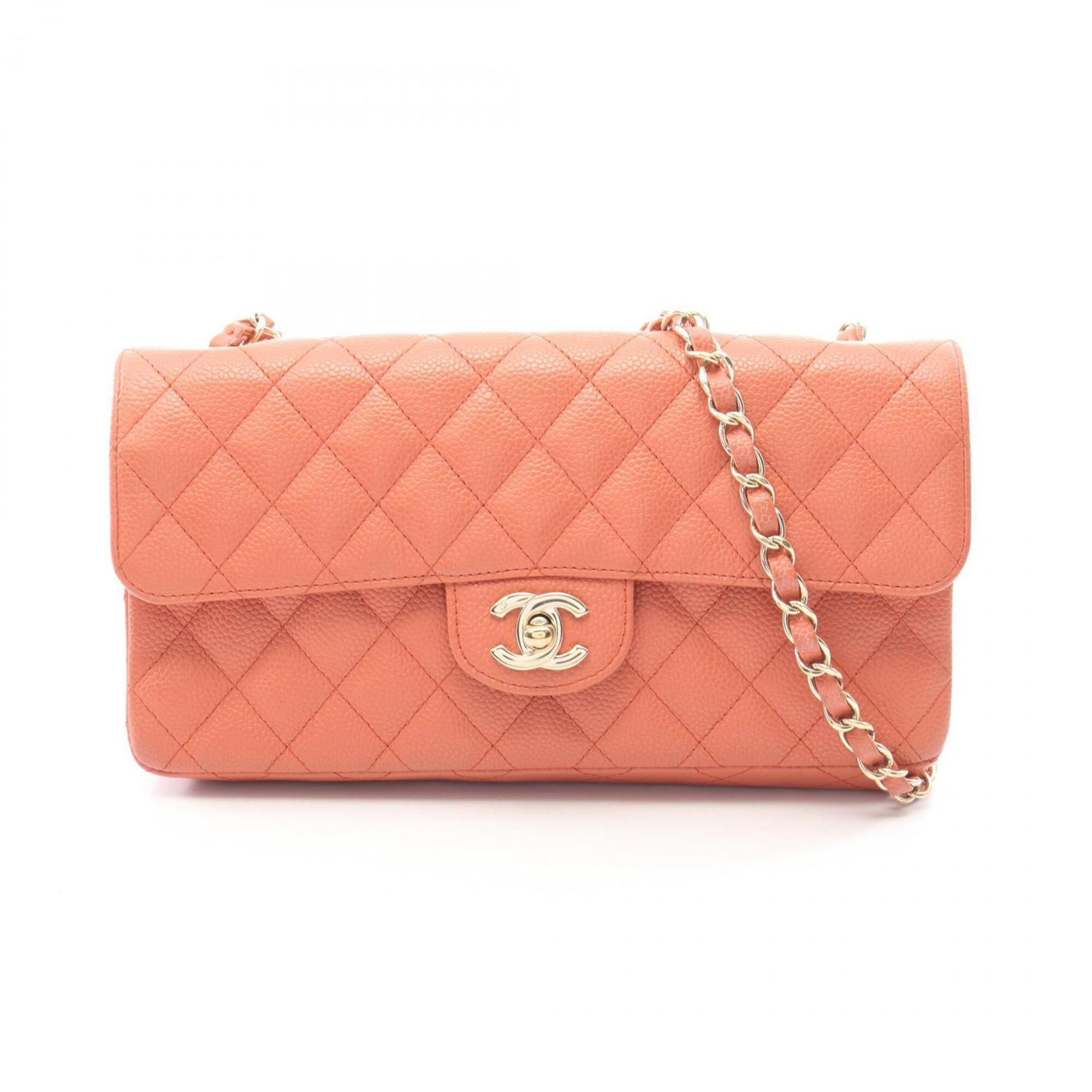 Chanel Orange Grained Calfskin Handbag Shoulder Bag (Pre-Owned)