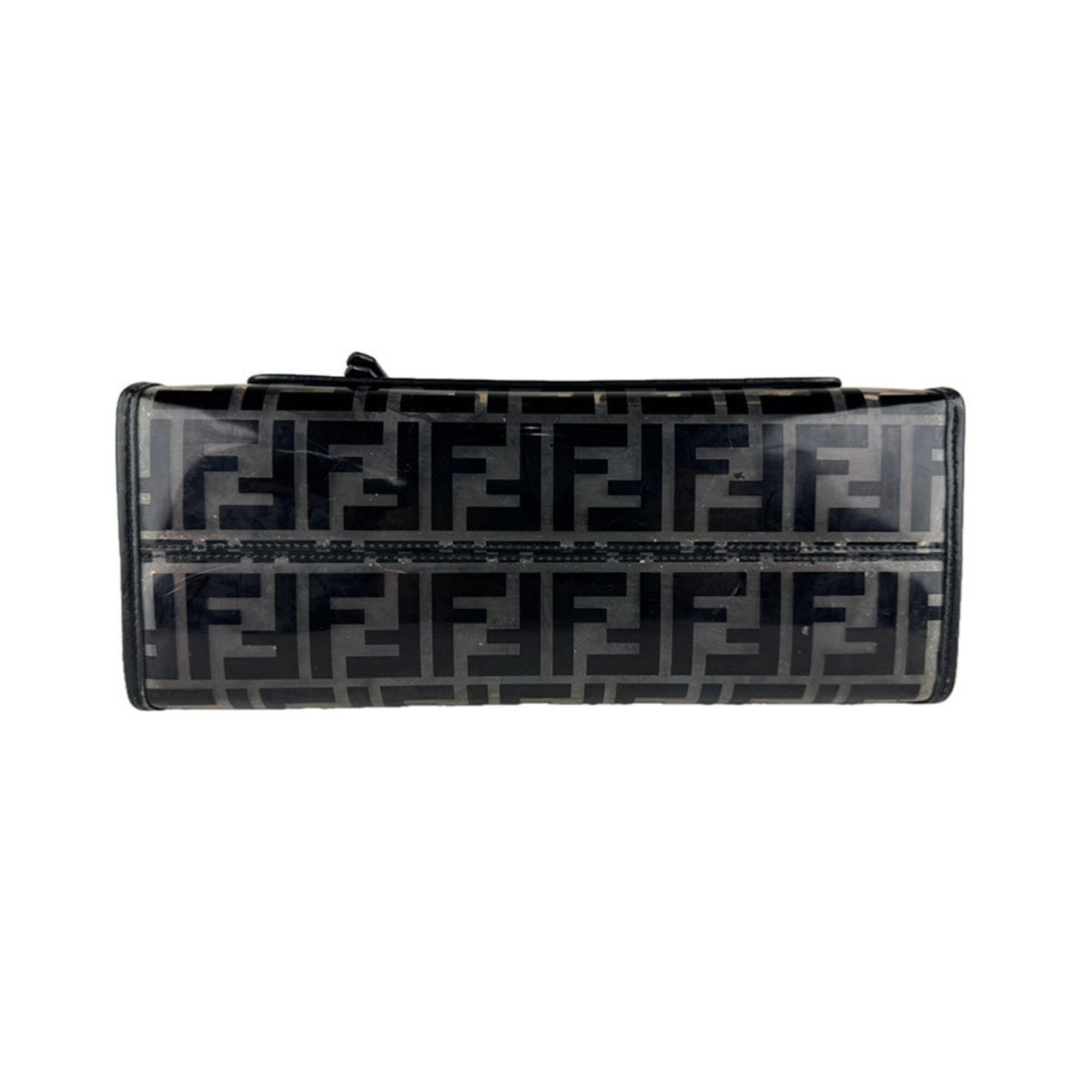 Fendi Black Clear Vinyl Leather Handbag Shoulder Bag (Pre-Owned)