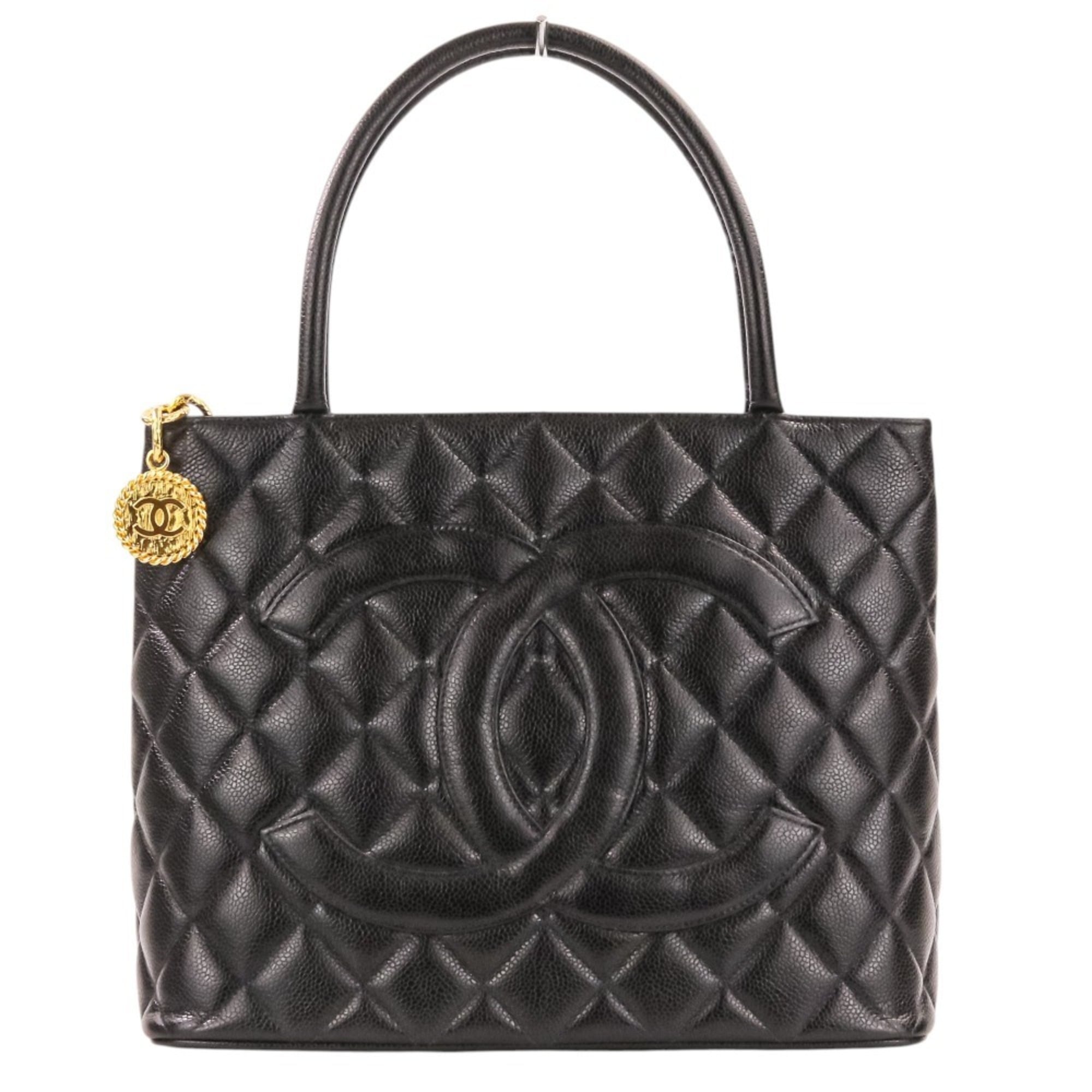 Chanel Matelasse Black Grained Calfskin Handbag Tote Bag (Pre-Owned)