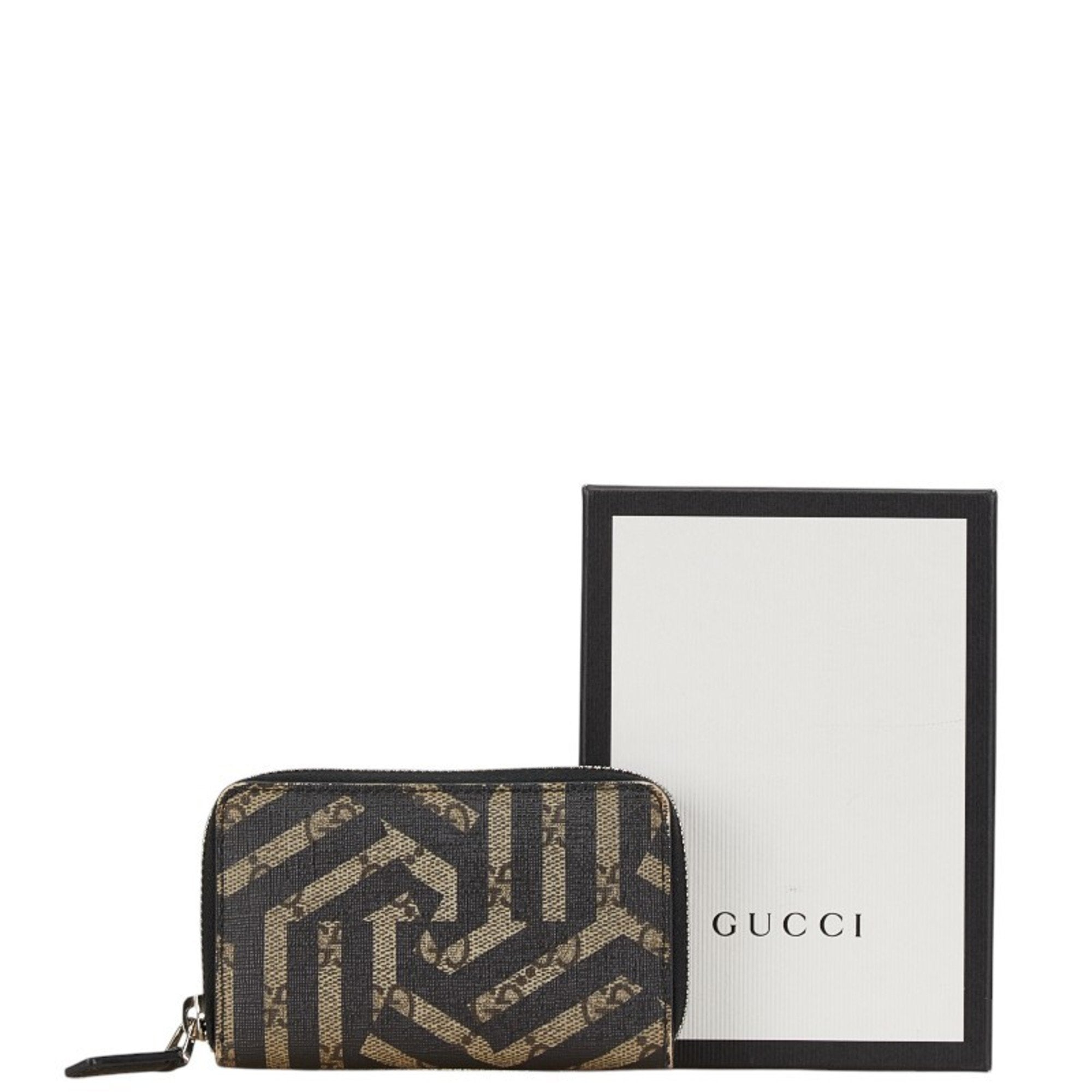 Gucci Beige Black Pvc Leather Coin Purse/Coin Case (Pre-Owned)
