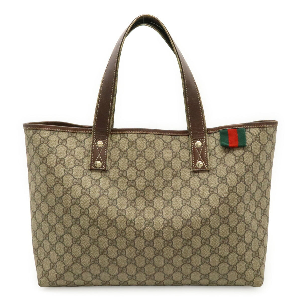 Gucci Beige Brown Gg Supreme Pvc Canvas Shoulder Bag Tote Bag (Pre-Owned)