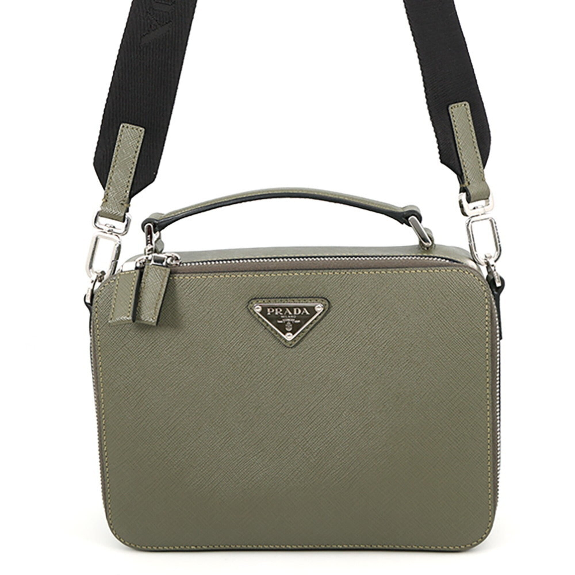 Prada Khaki Saffiano Handbag Shoulder Bag (Pre-Owned)
