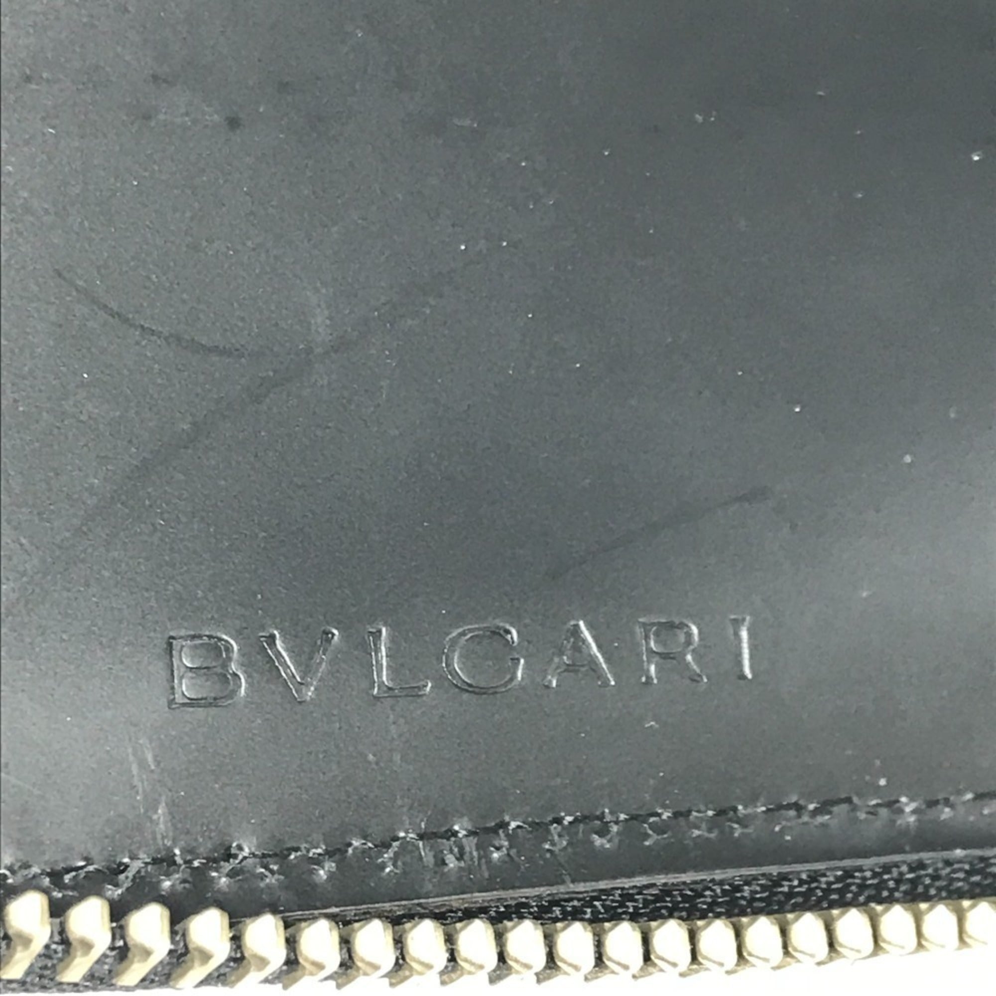 Bvlgari Black Blue Canvas Leather Wallet (Bi-Fold) (Pre-Owned)