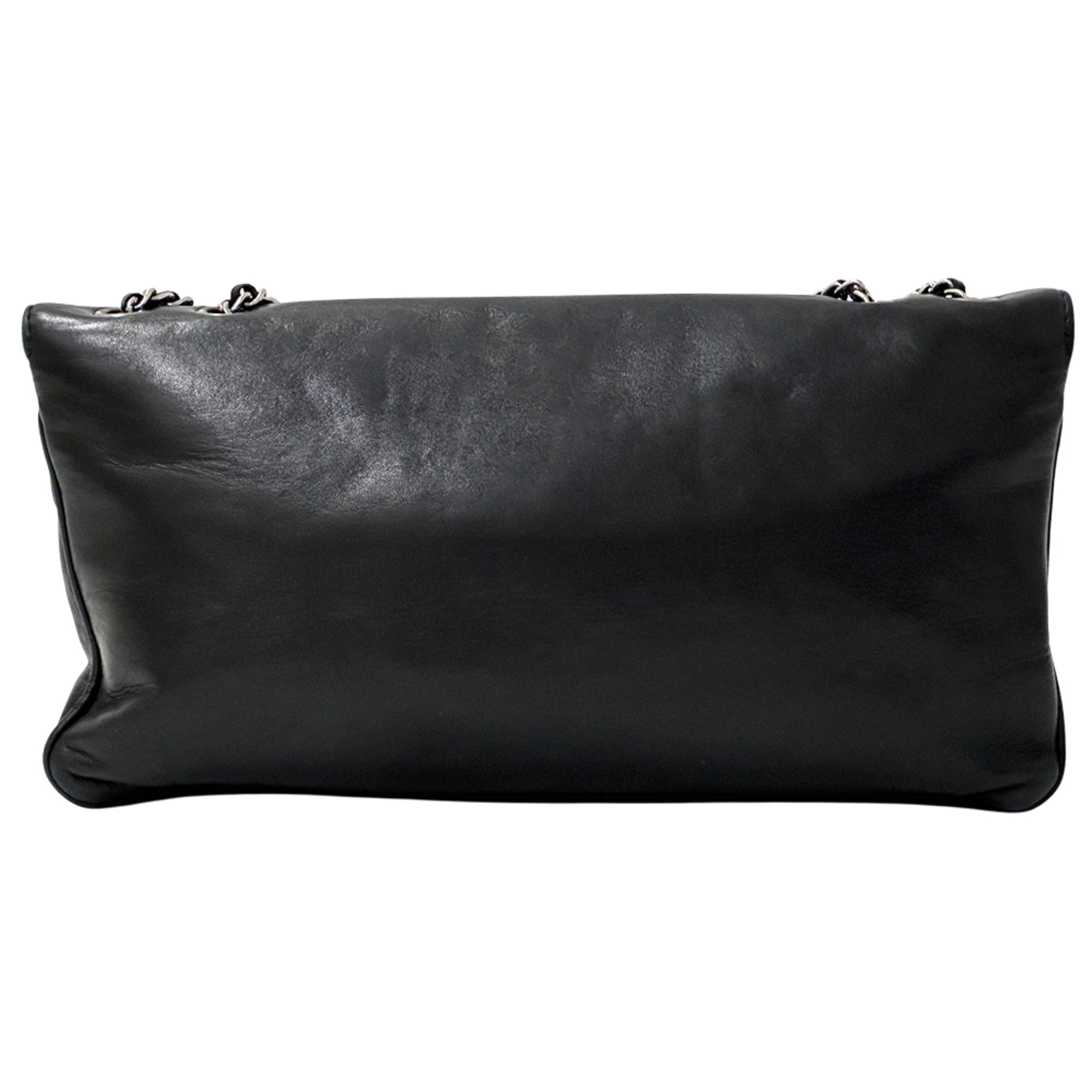 Chanel Black Leather Handbag Shoulder Bag (Pre-Owned)
