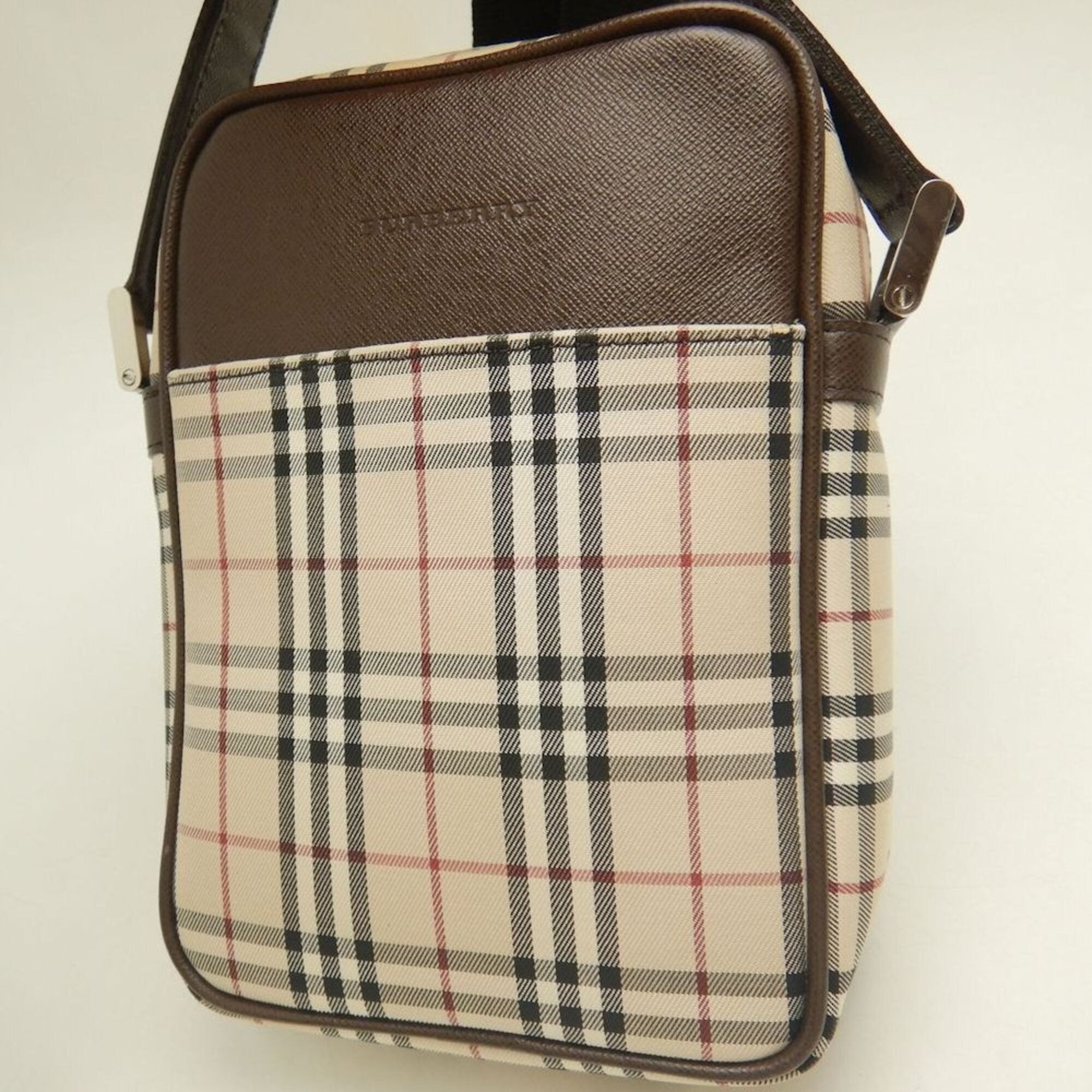 Burberry Brown Canvas Leather Shoulder Bag (Pre-Owned)