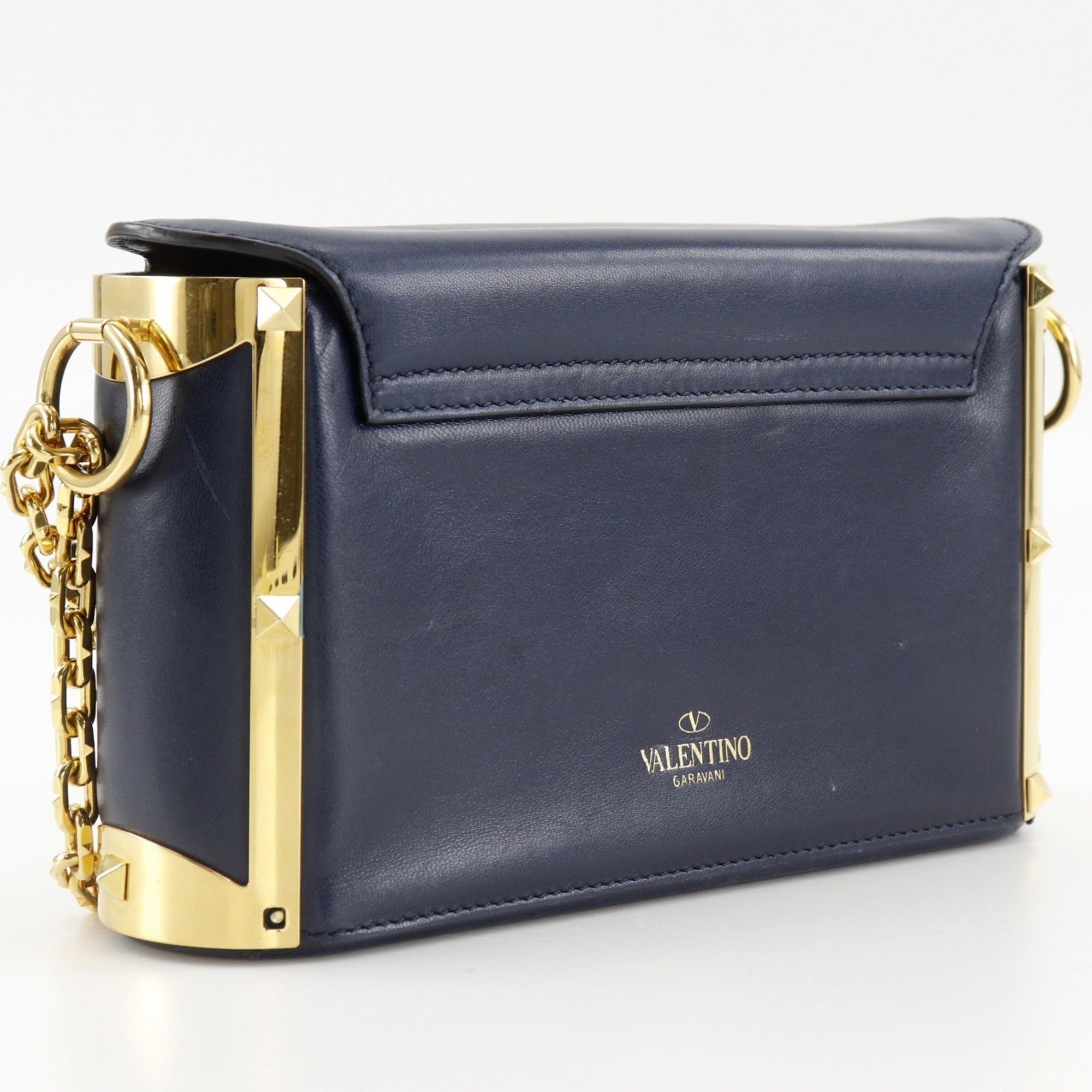 Valentino Garavani Navy Leather Shoulder Bag (Pre-Owned)