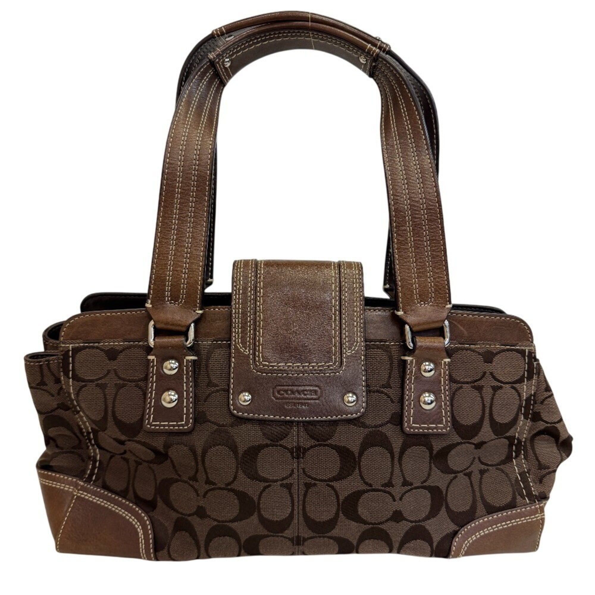 Coach Signature Brown Canvas Tote Bag (Pre-Owned)