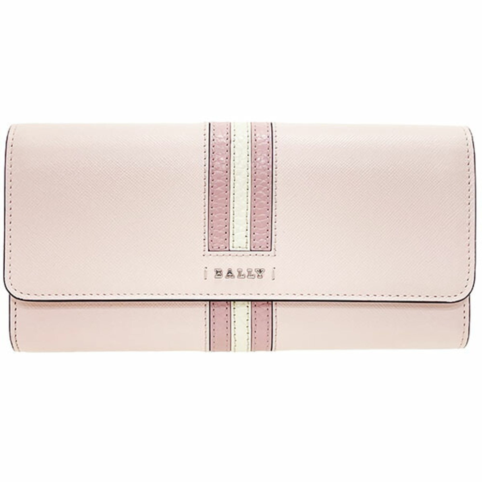 Bally Light Pink Pink White Leather Long Wallet (Bi-Fold) (Pre-Owned)