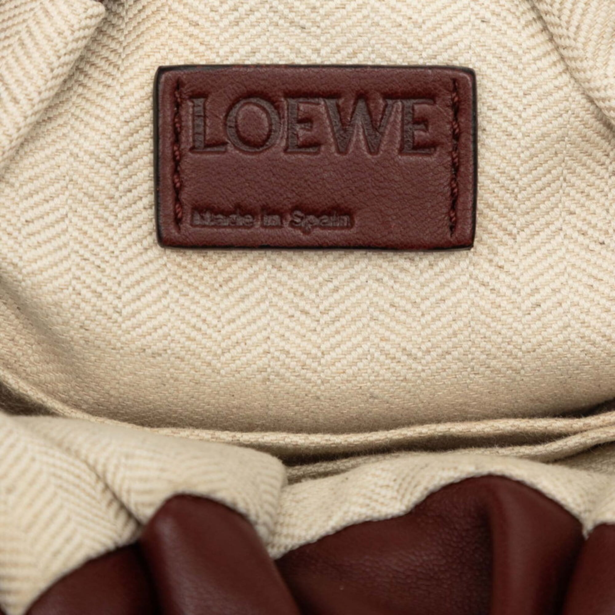 Loewe Red Color Wine Leather Handbag Shoulder Bag (Pre-Owned)