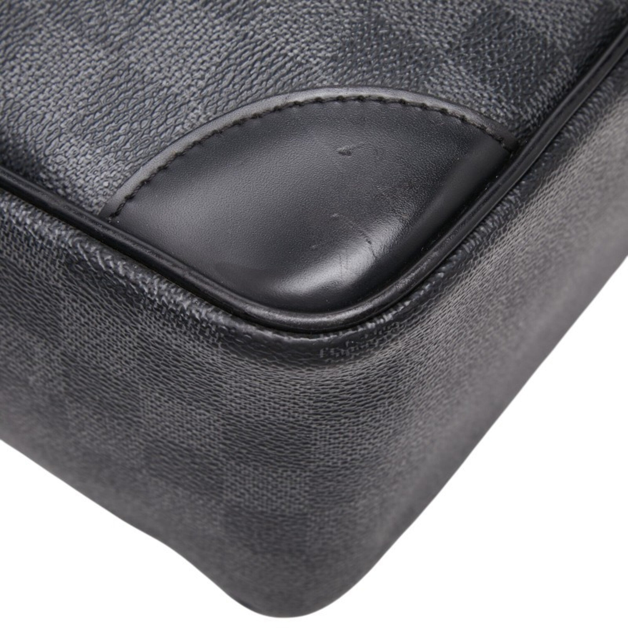 Louis Vuitton Black Gray Pvc Leather Briefcase (Pre-Owned)