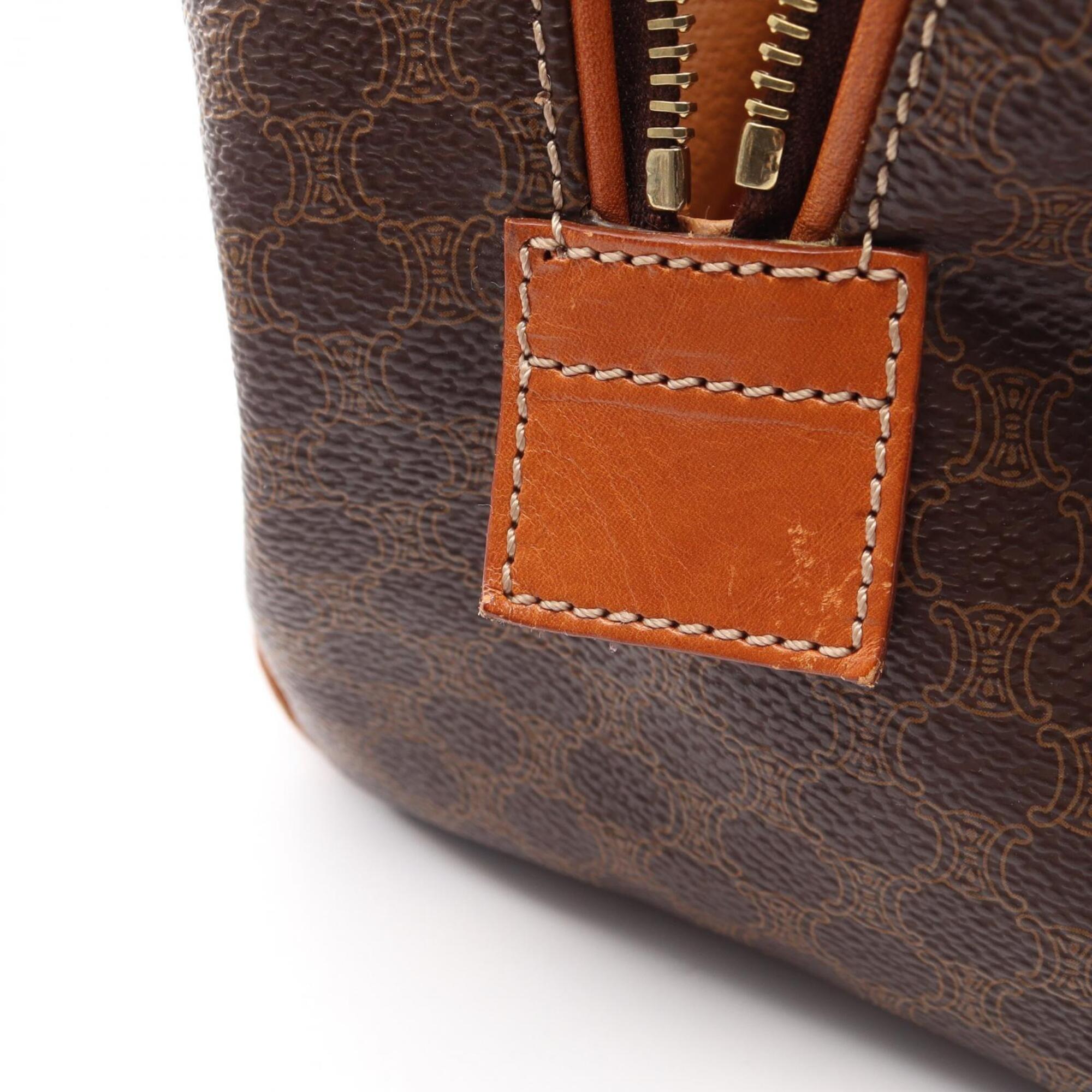 Celine Beige Brown Coated Canvas Leather Handbag (Pre-Owned)