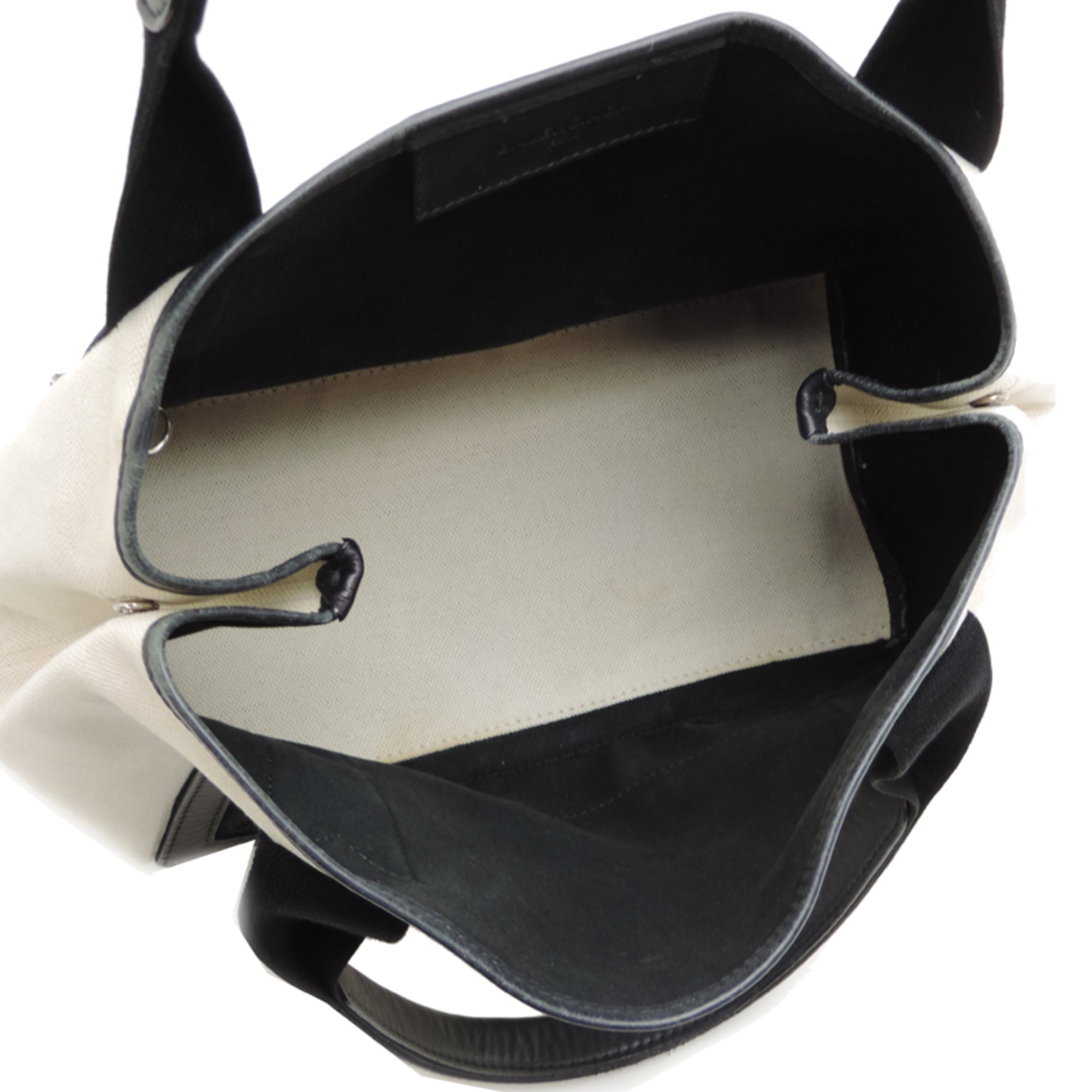 Balenciaga Black White Canvas Leather Handbag Pouch (Pre-Owned)