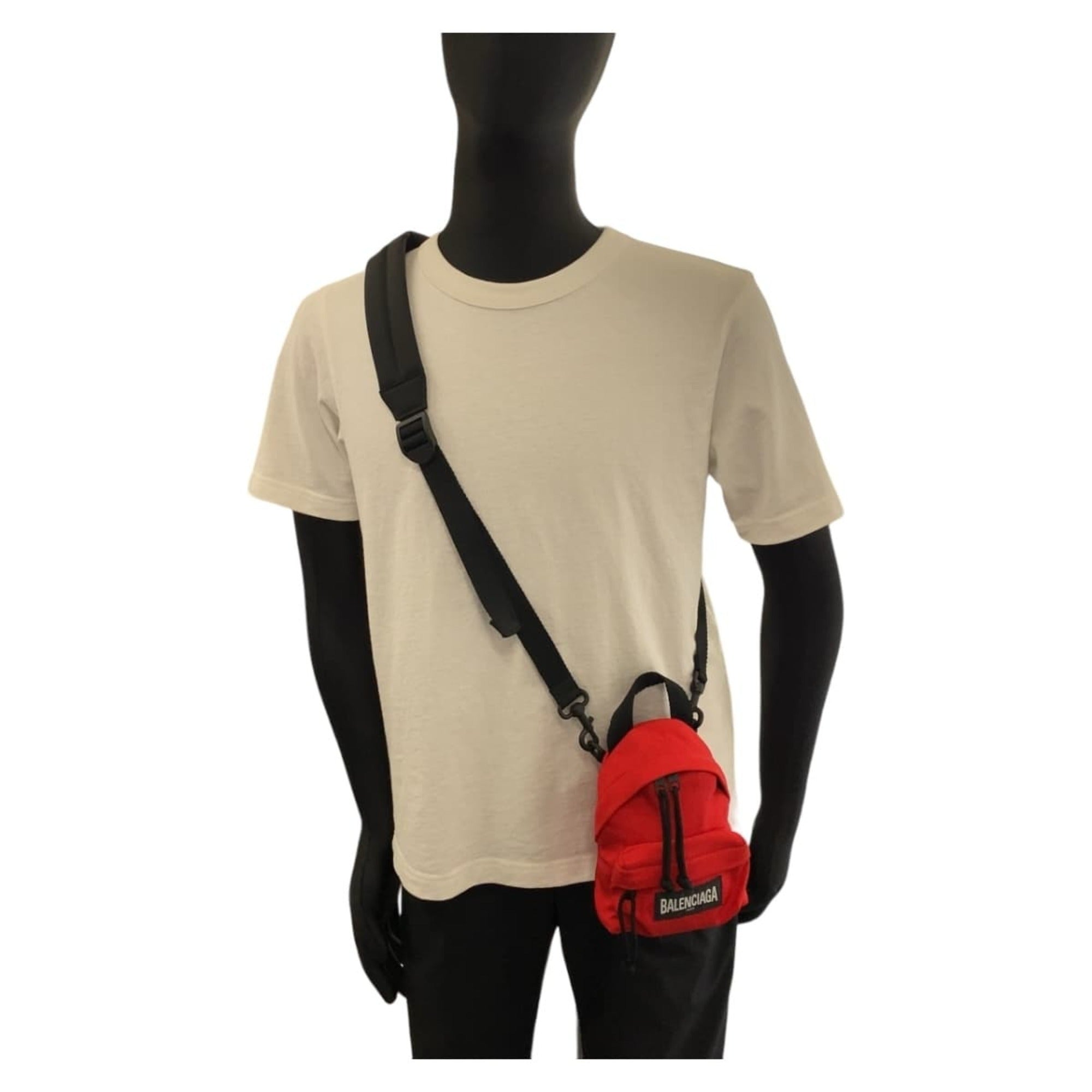 Balenciaga Black Red Color Nylon Pochette Shoulder Bag (Pre-Owned)