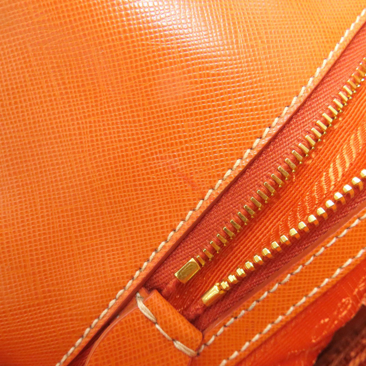 Prada Blue Orange Canvas Leather Handbag (Pre-Owned)