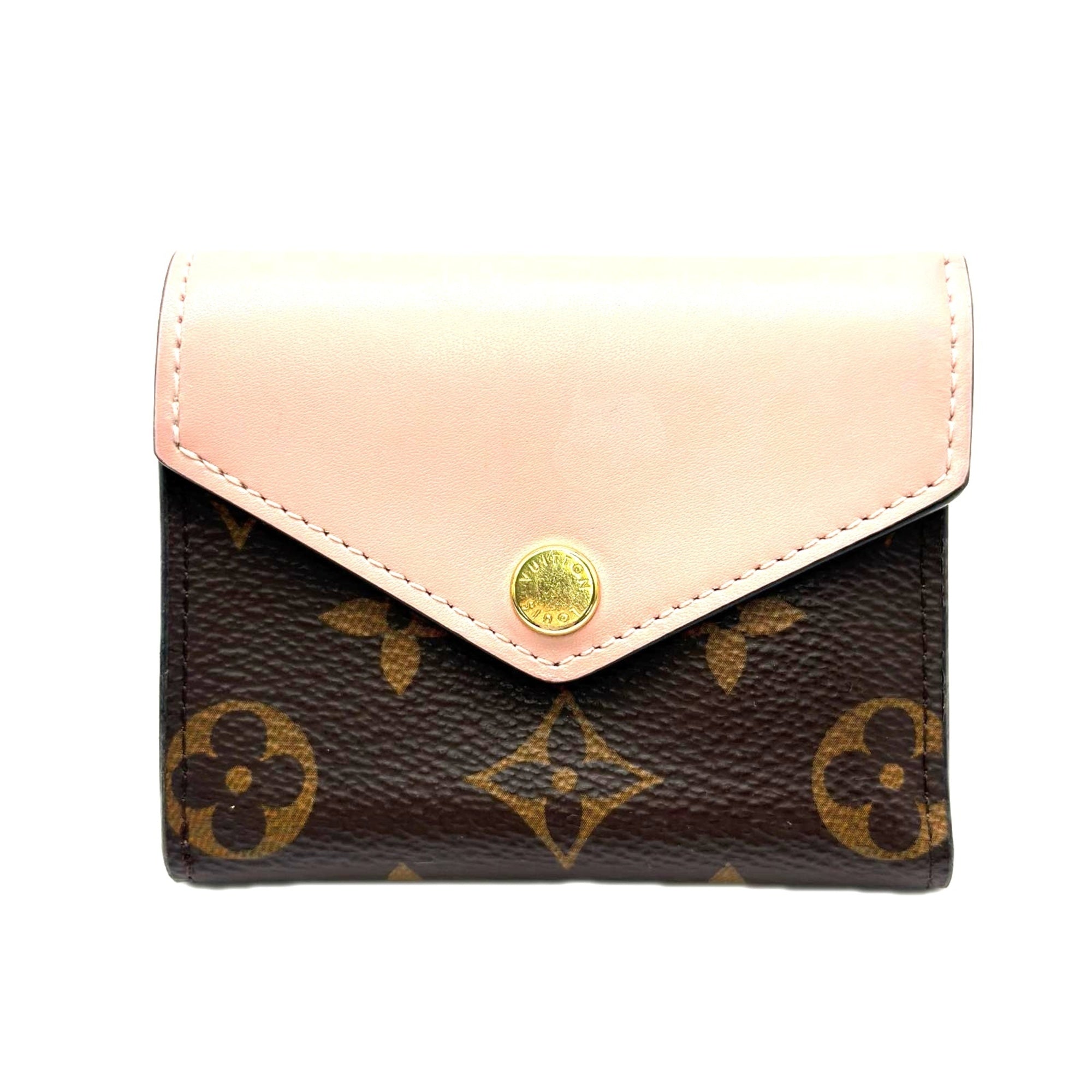 Louis Vuitton Monogram Beige Brown Pink Coated Canvas Wallet (Tri-Fold) (Pre-Owned)