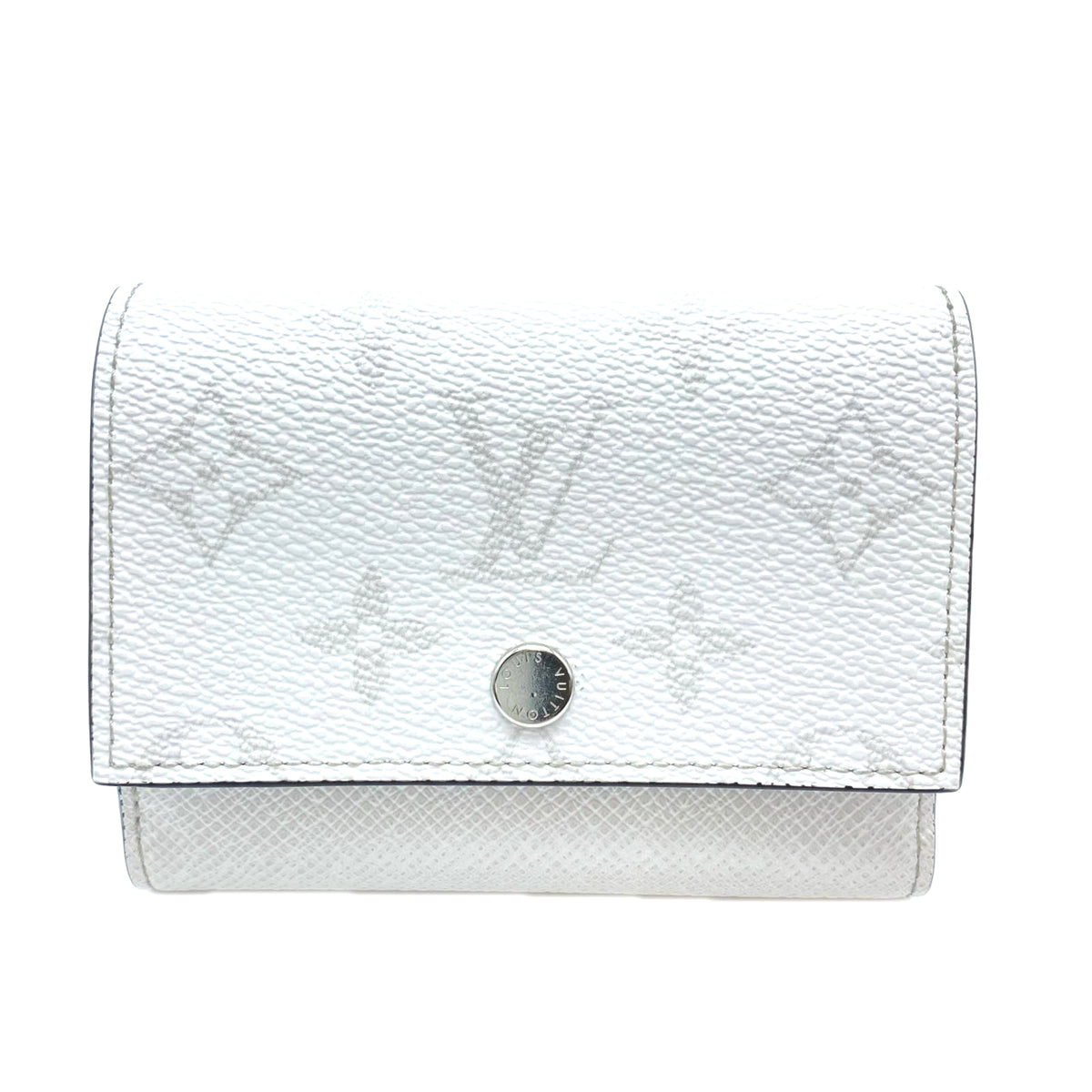 Louis Vuitton Taigarama Gray White Coated Canvas Leather Wallet (Tri-Fold) (Pre-Owned)
