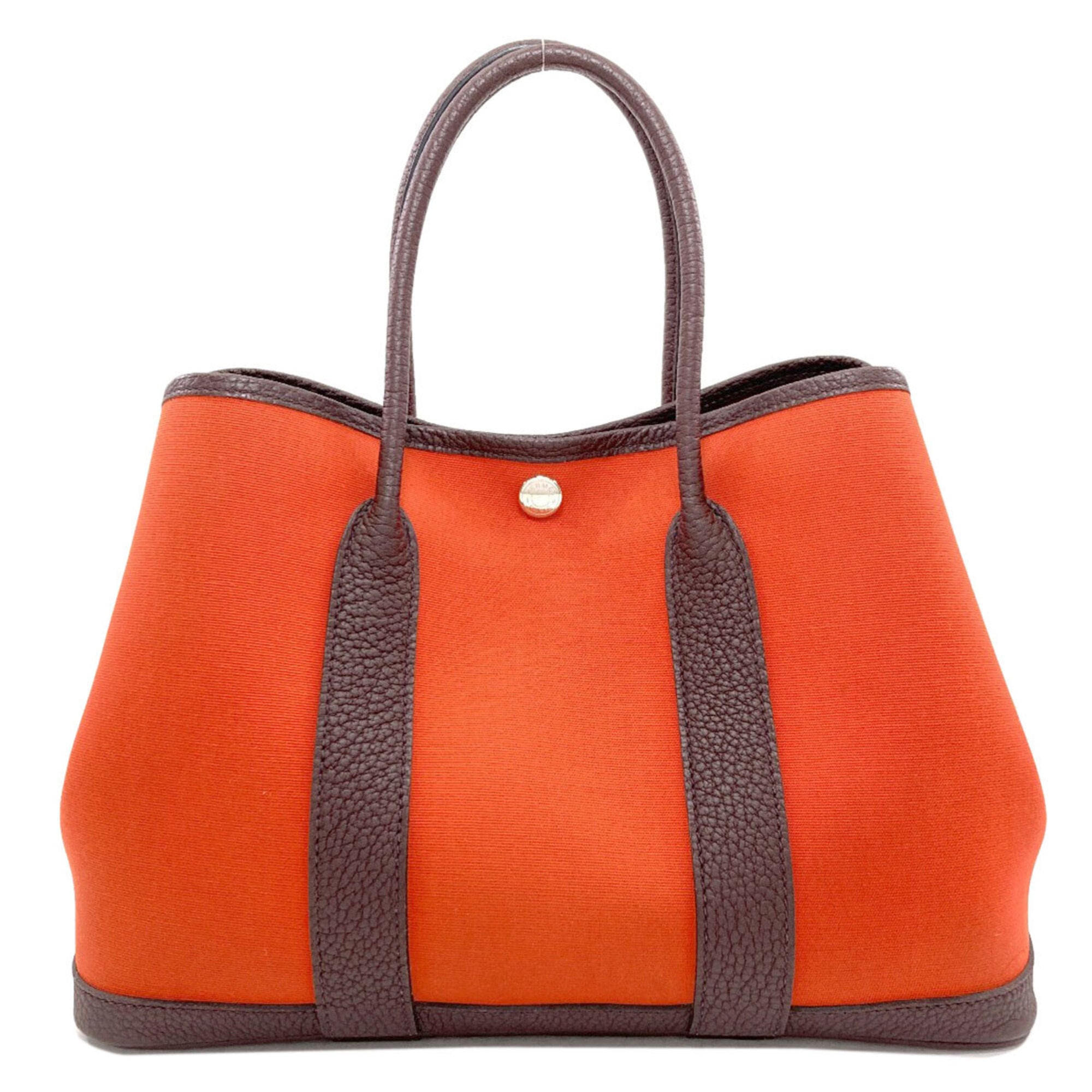 Hermes Garden Red Color Toile Officier Handbag (Pre-Owned)