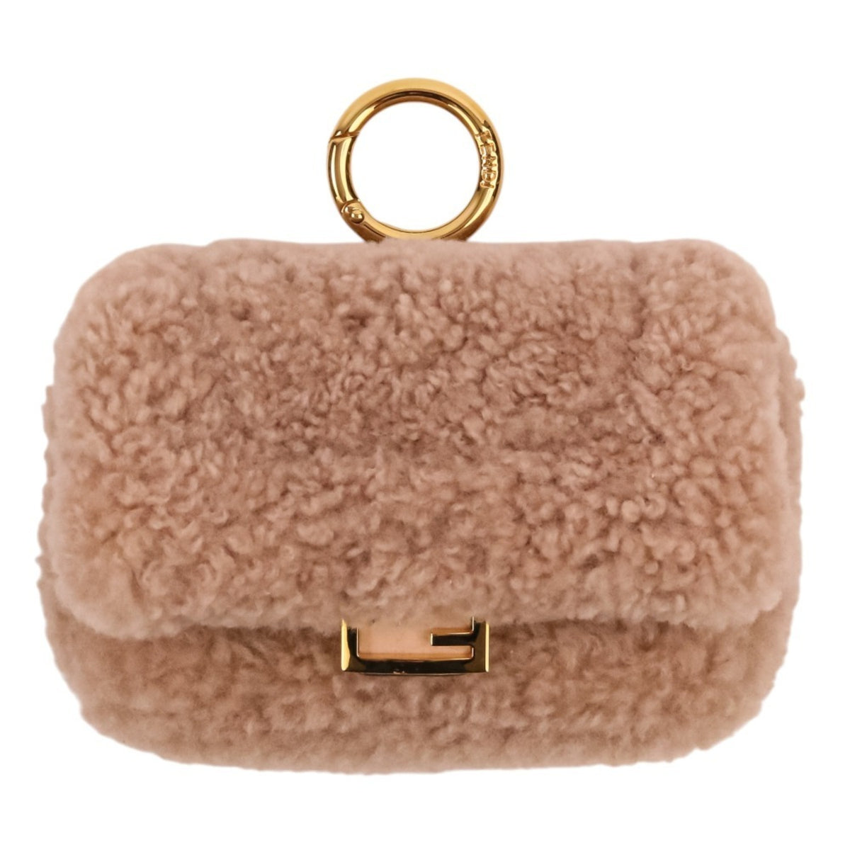 Fendi Baguette Pink Beige Fur Shoulder Bag (Pre-Owned)