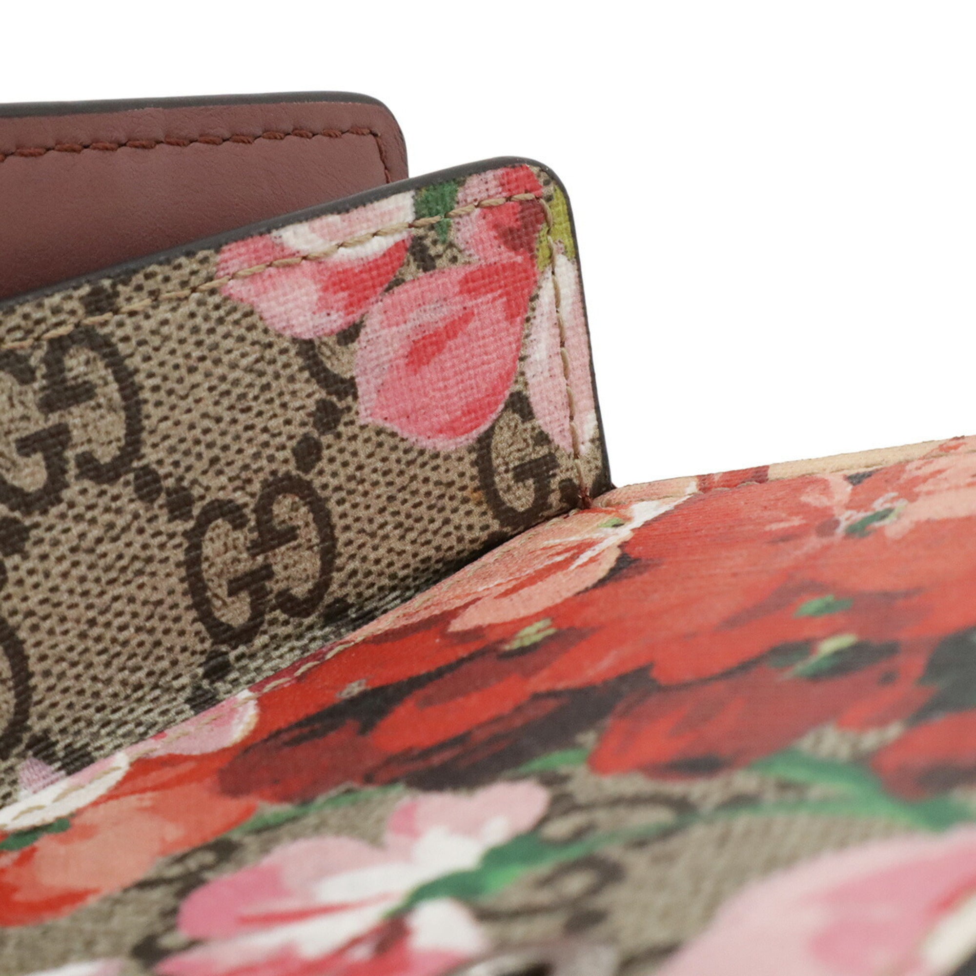 Gucci Gg Blooms Beige Multi-Color Pink Gg Supreme Suede Leather Shoulder Bag (Pre-Owned)