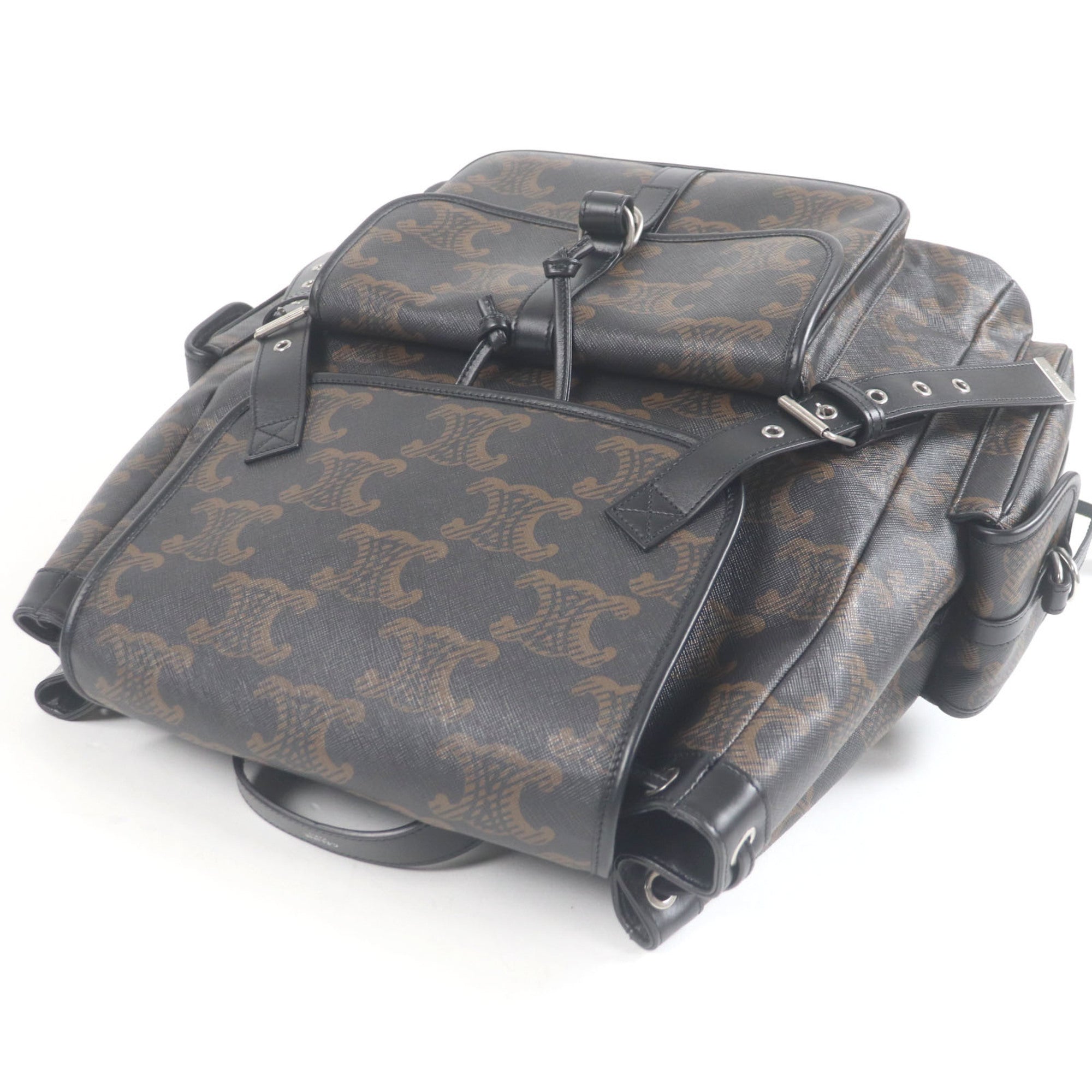 Celine Black Brown Coated Canvas Backpack (Pre-Owned)