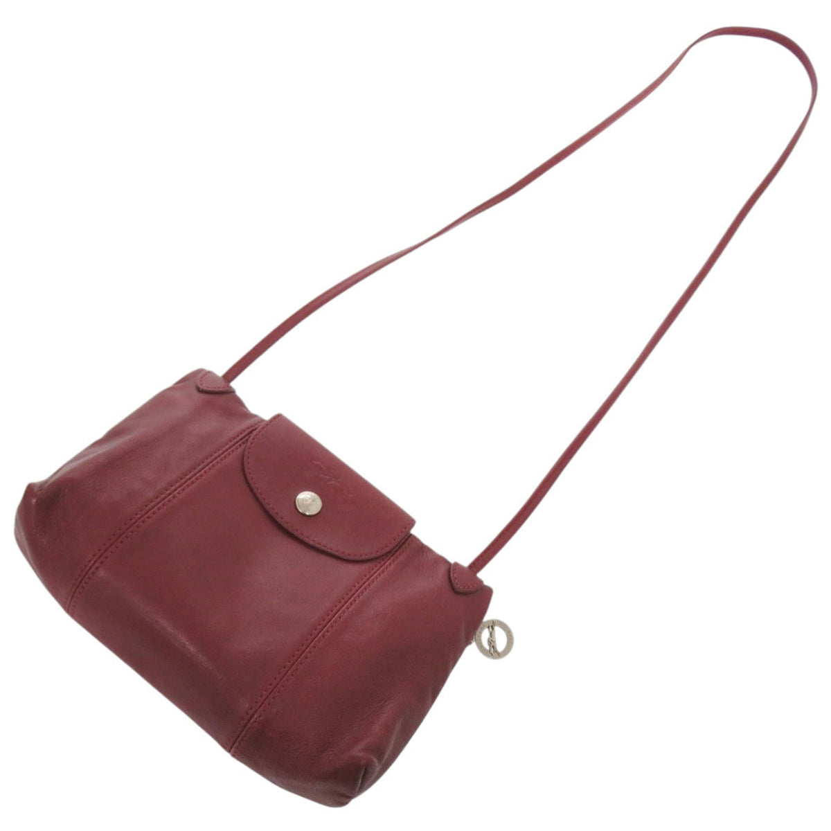 Longchamp Le Pliage Bordeaux Leather Shoulder Bag (Pre-Owned)