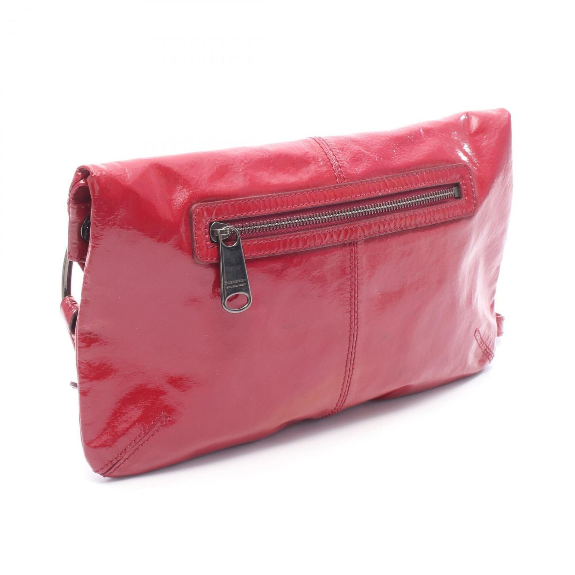 Burberry Red Color Patent Leather Handbag Shoulder Bag (Pre-Owned)
