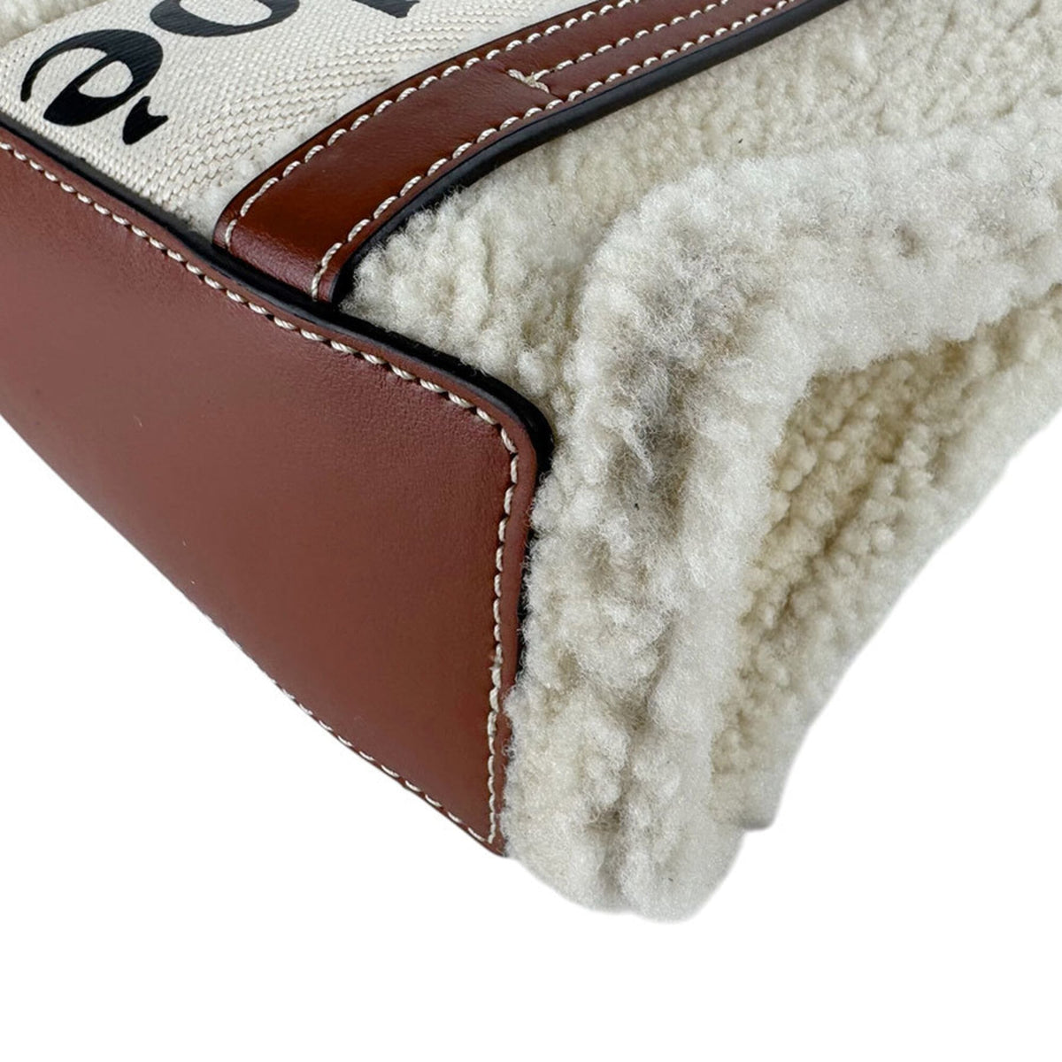 Chloé Brown Ivory Leather Fur Handbag Shoulder Bag (Pre-Owned)