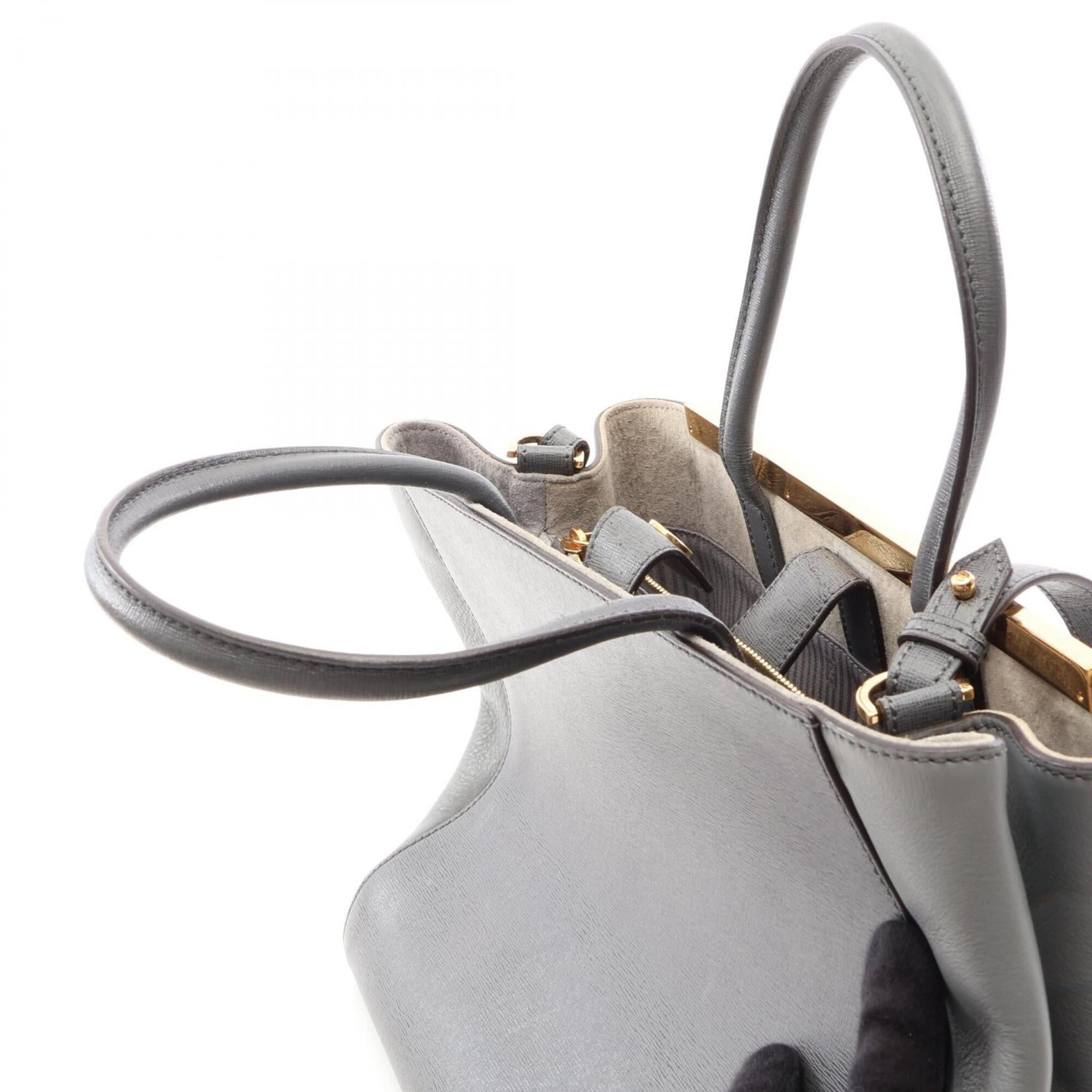 Fendi Gray Leather Handbag (Pre-Owned)