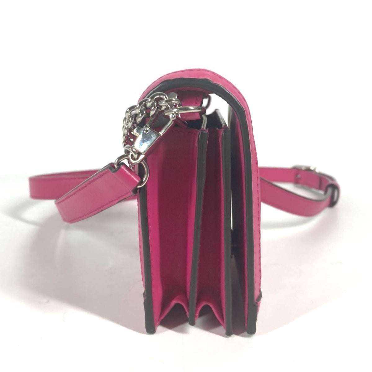 Gucci Pink Leather Nylon Pochette Shoulder Bag (Pre-Owned)