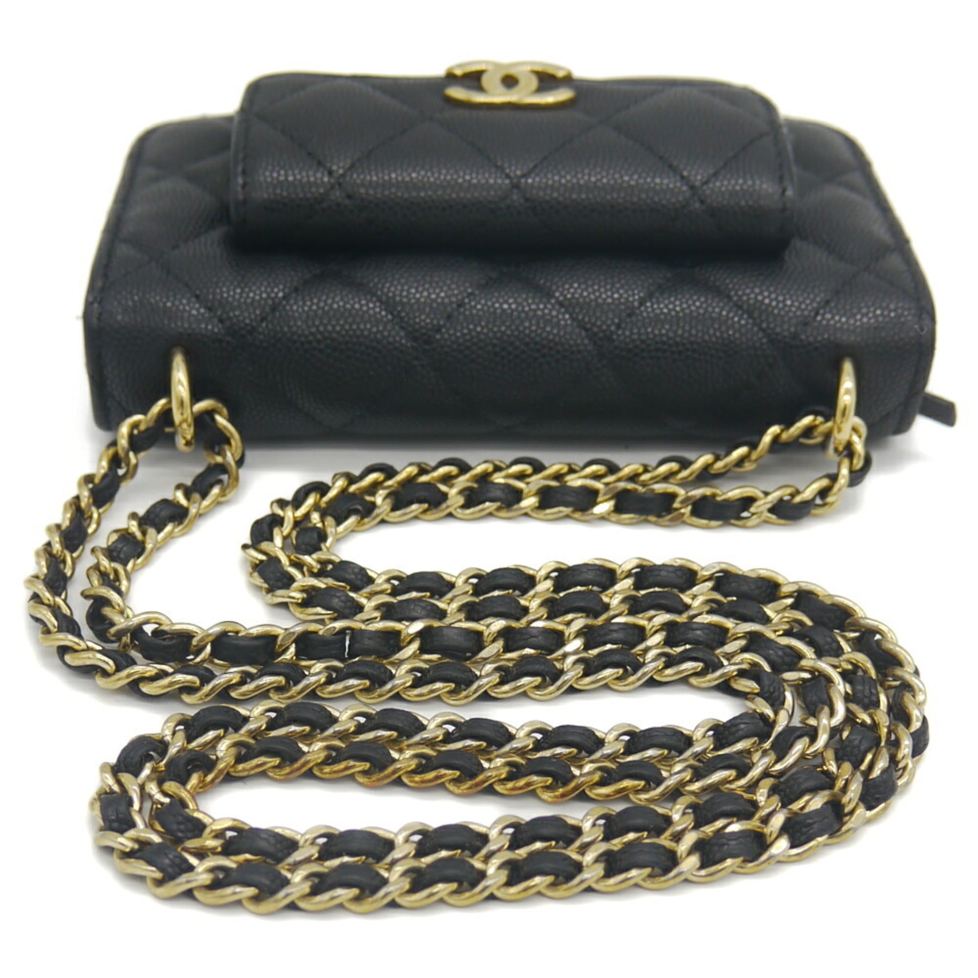 Chanel Black Grained Calfskin Shoulder Bag (Pre-Owned)