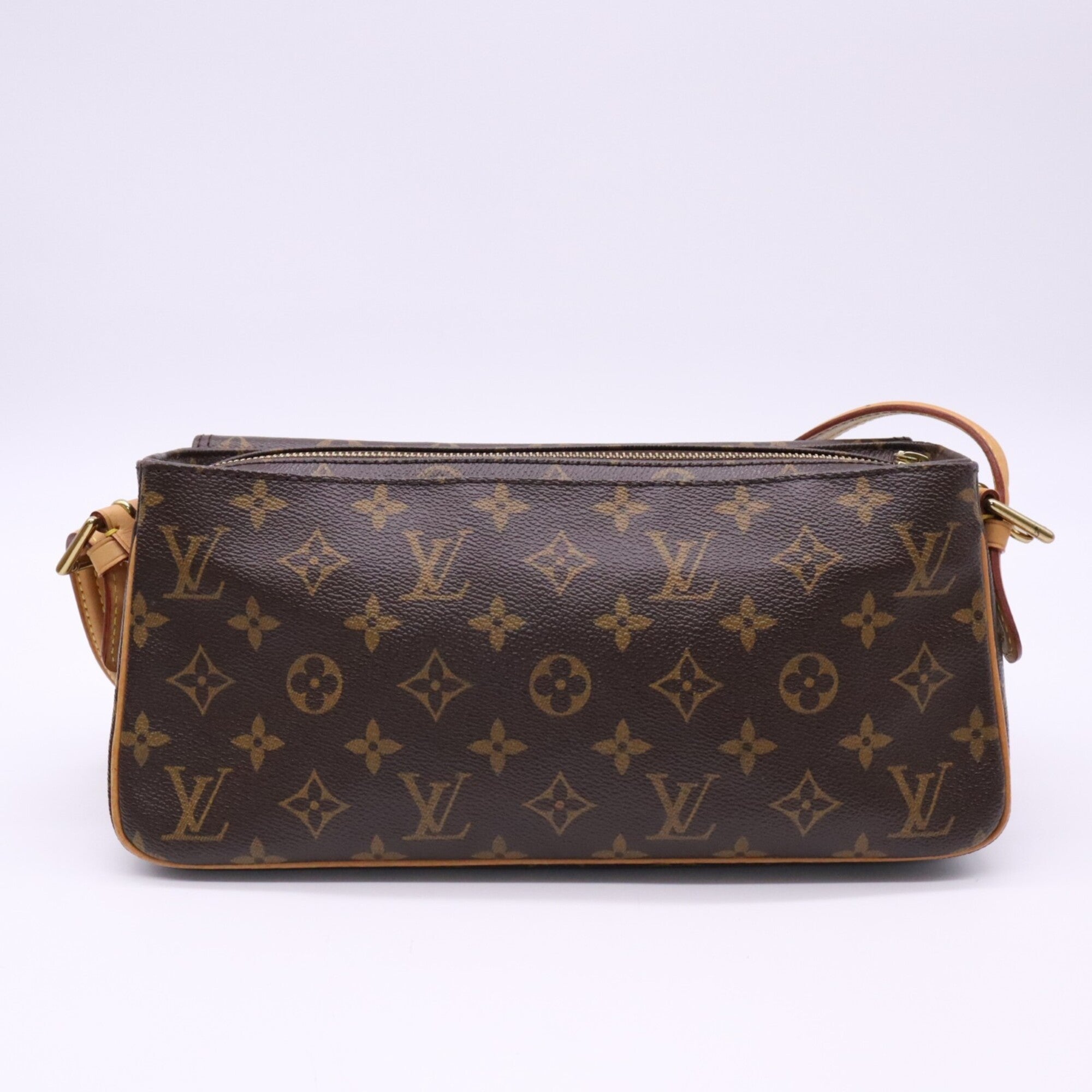 Louis Vuitton Monogram Beige Brown Coated Canvas Leather Handbag (Pre-Owned)