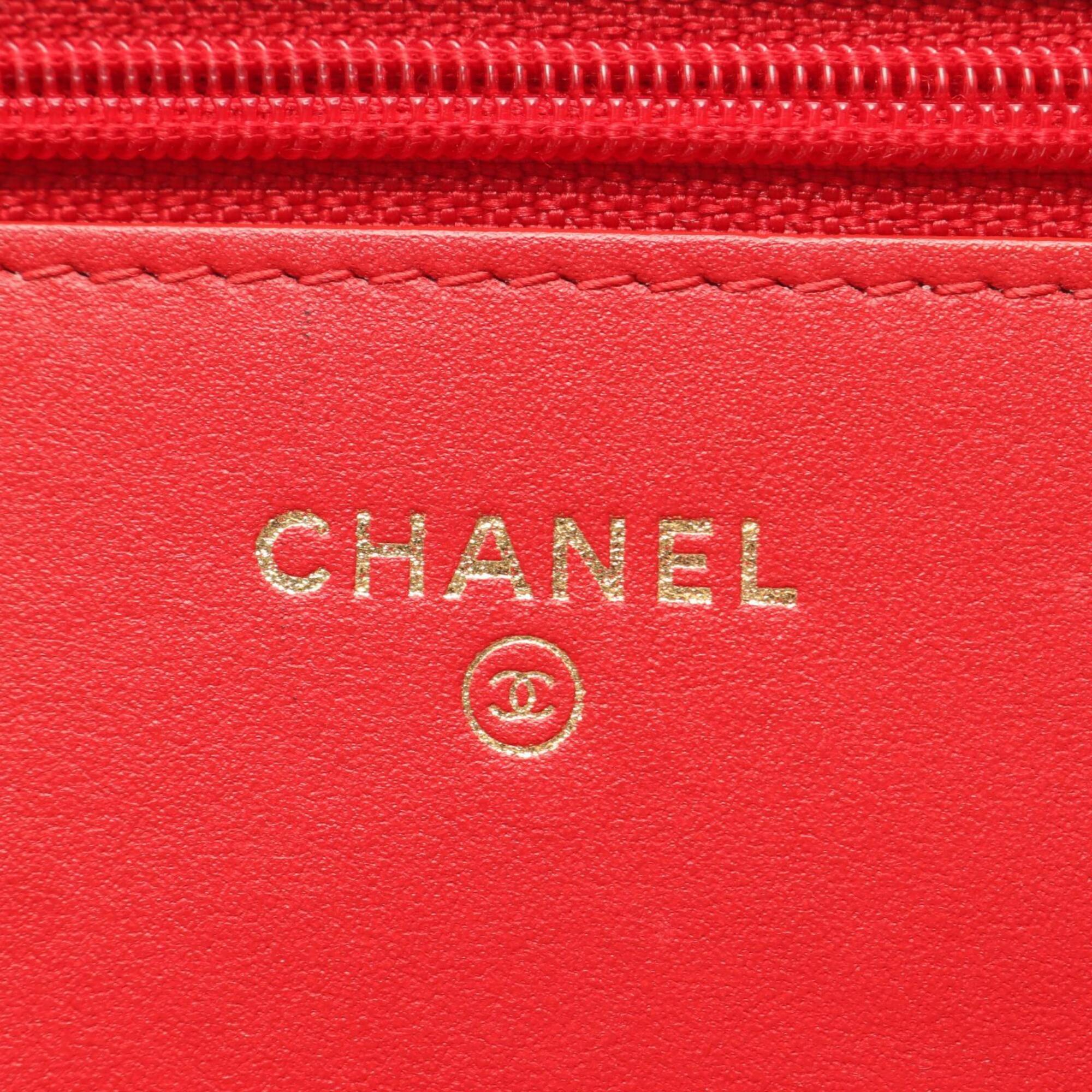 Chanel Red Color Grained Calfskin Handbag Shoulder Bag (Pre-Owned)