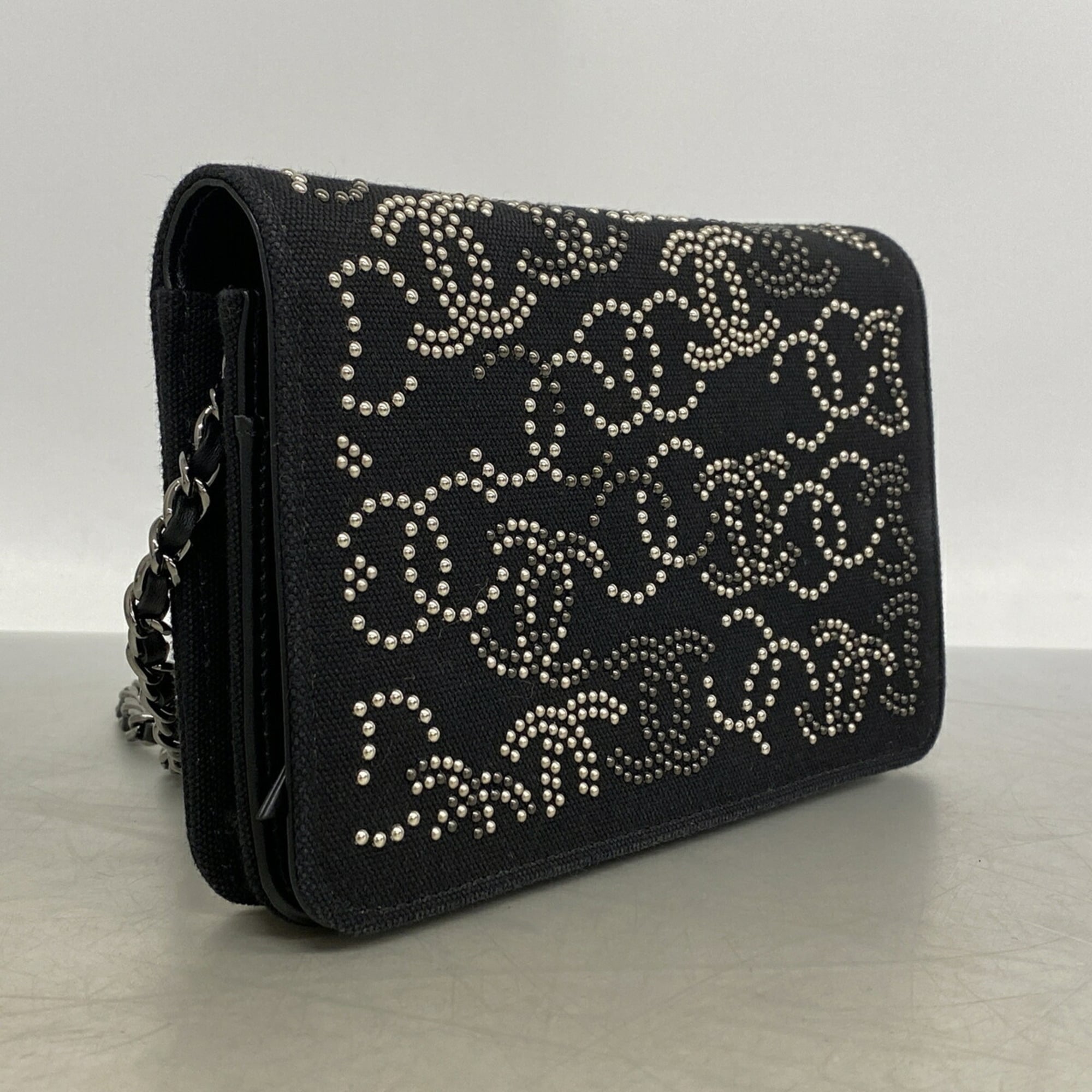 Chanel Black Canvas Chain/Shoulder Wallet (Pre-Owned)